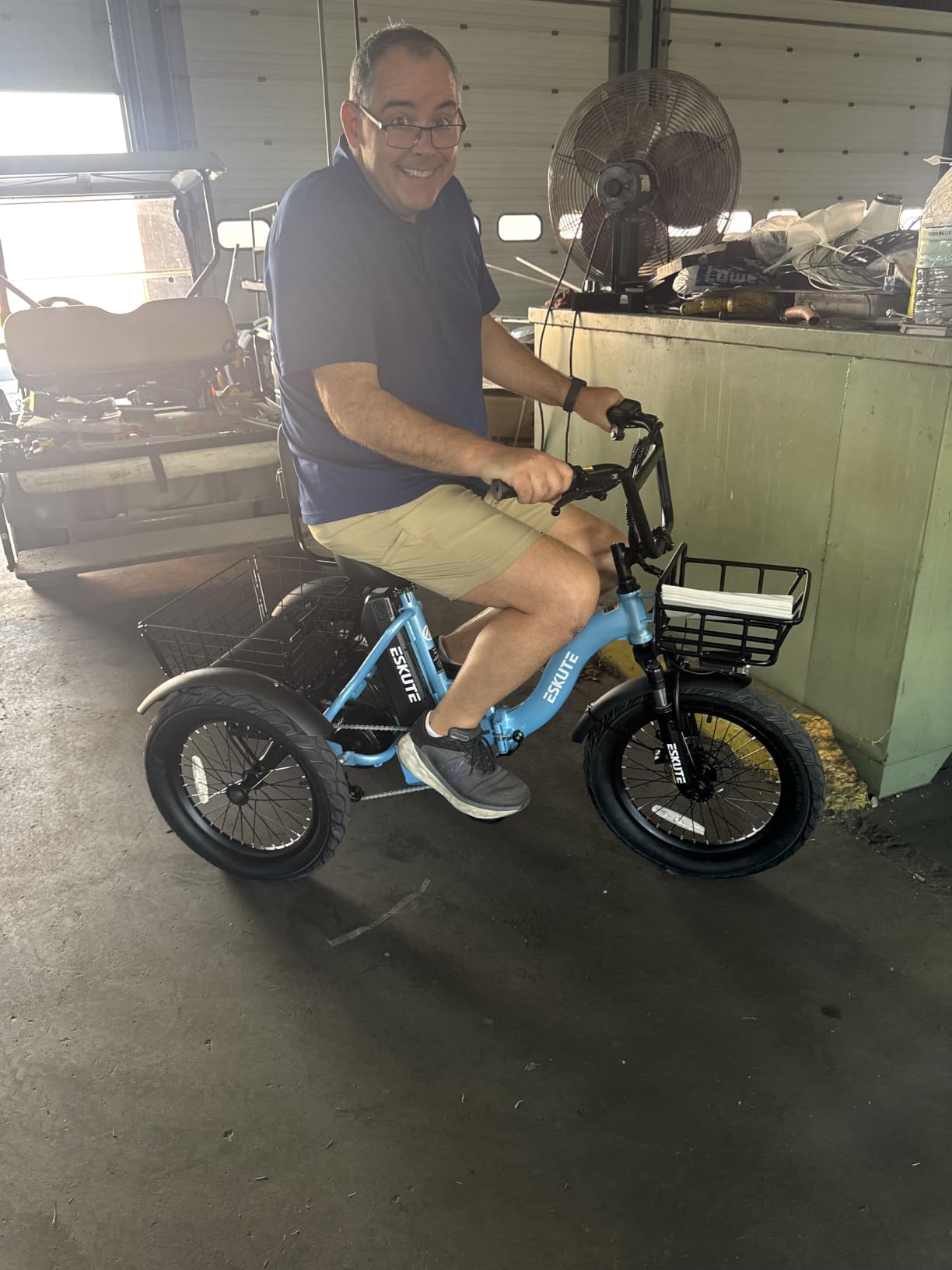ESKUTE E Trike Electric Bike, Peak 1200W Brushless Motor Folding Trike 18X3.0 Fat Tire Ebike, 624Wh Removable Battery, Step-Thru 3 Wheel Electric Bicycle, Up to 55 Miles, 18MPH+ Tricycle for Adults customer photo 2