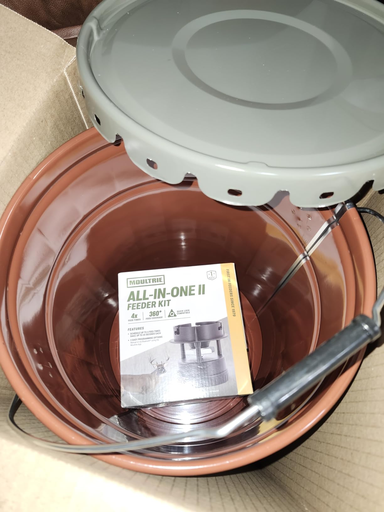 Moultrie All-in-One Hanging Deer Feeder - 40 Lb, Bluetooth App | Bluetooth App Control, pairs with Edge 3, metal hopper, locking lid, adjustable feed times, easy setup customer photo 1