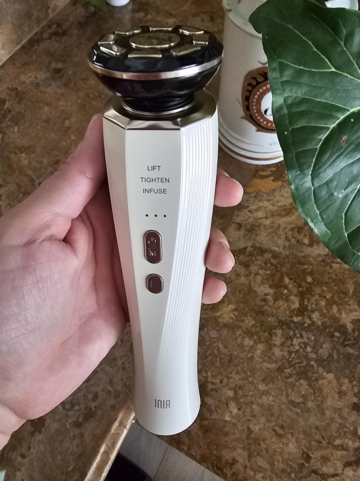 INIA FLARE 3-in-1 Red Light Therapy Beauty Device for Face & Neck Pink | Help Reduce Puffiness, Support Skin Firmness, and Enhance Radiance, Ideal for Daily Home Use Skincare customer photo 1
