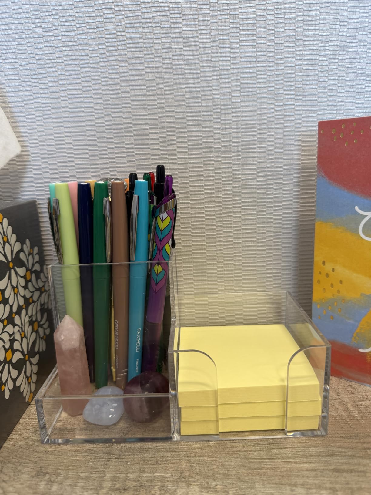 HBlife Acrylic Pen Holder for Desk, 3-Compartment Small Desk Organizer, Clear Office Supplies customer photo 2