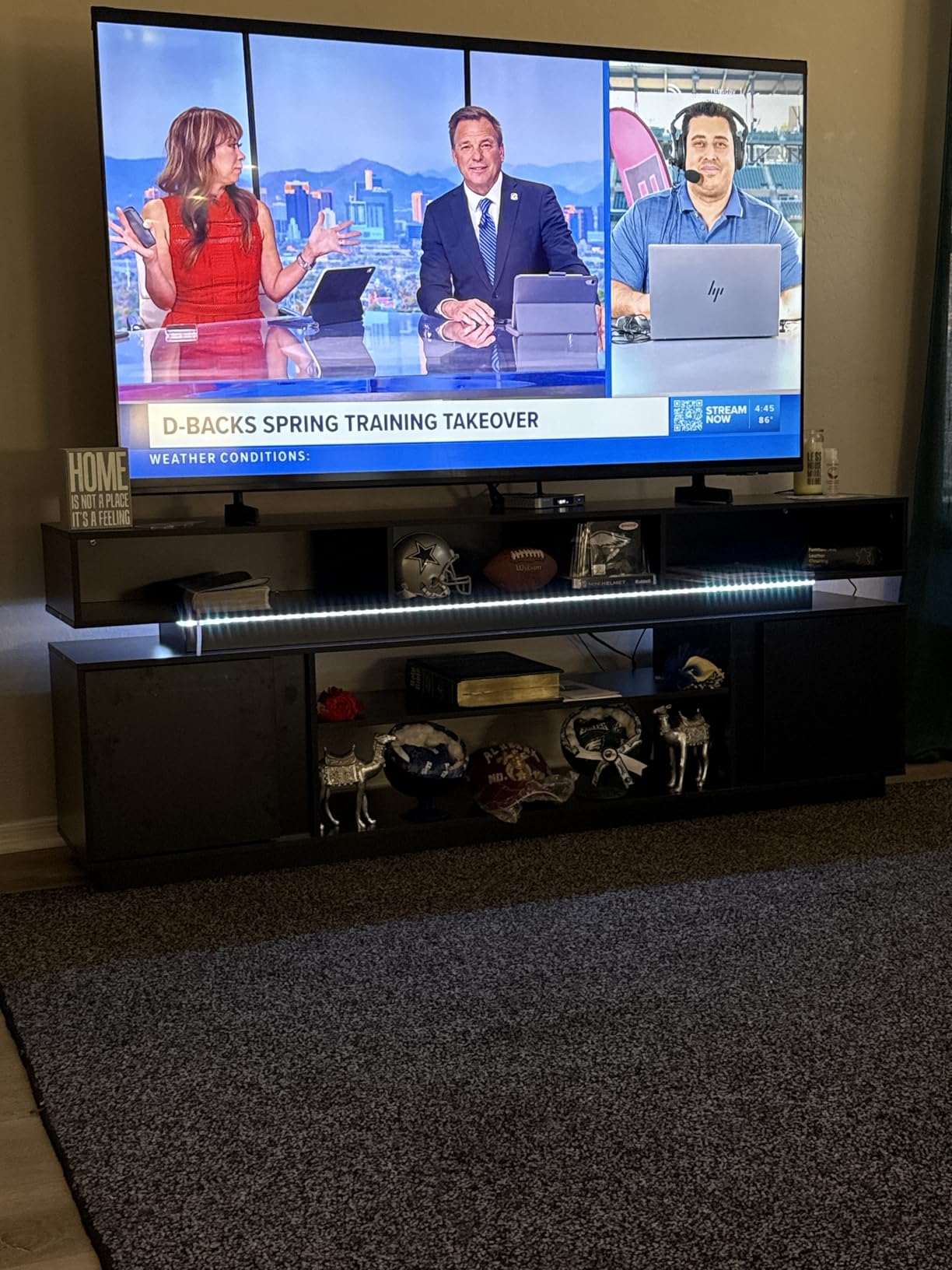 WLIVE Modern TV Stand for 75 Inch TV, 2 Tier Entertainment Center with RGB LED Lights & Storage Cabinets, Media TV Console Gaming Television Stands for Living Room, Bedroom, Black customer photo 2