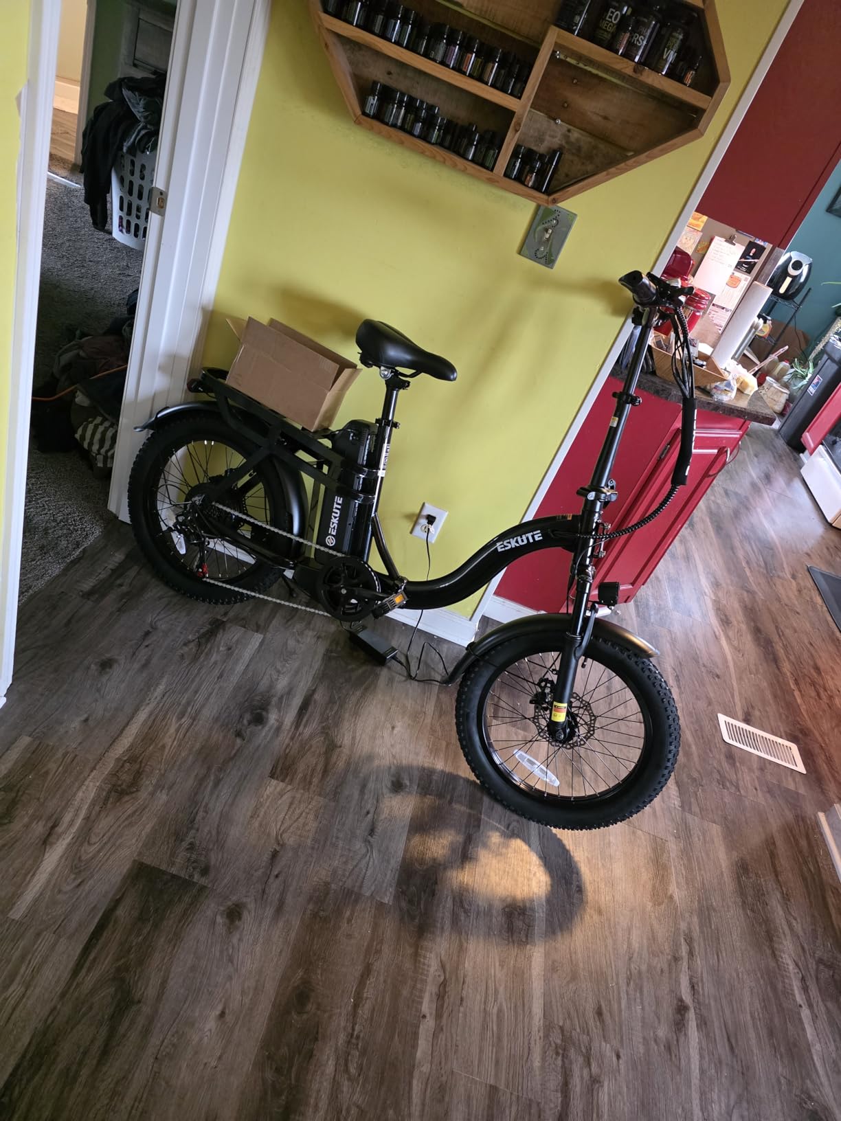 ESKUTE Electric Bike for Adults - 1200W Peak Motor, Folding 20x3 Fat Tire E-Bike, 48V 13Ah Battery, Step-Through Cargo Fold Ebike, NFC Unlock, 20+ MPH, 7-Speed, Up to 55 Miles customer photo 2