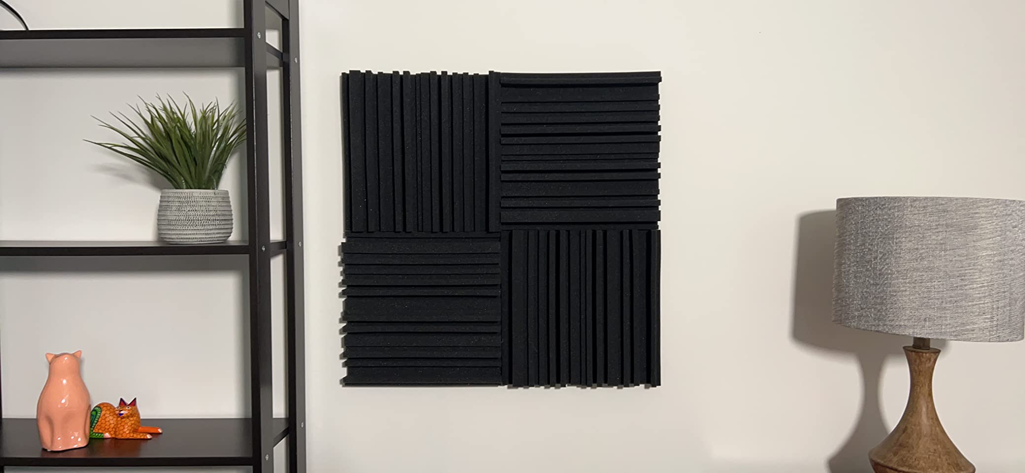 TroyStudio Thick Acoustic Foam Panels, 12 X 12 X 2 Inch 52 Pcs Broadband Sound Absorbing Foam, Dense Soundproof Padding Tile, Recording Studio Foam Absorber, Groove Decorative 3D Wall Ceiling Panel customer photo 1