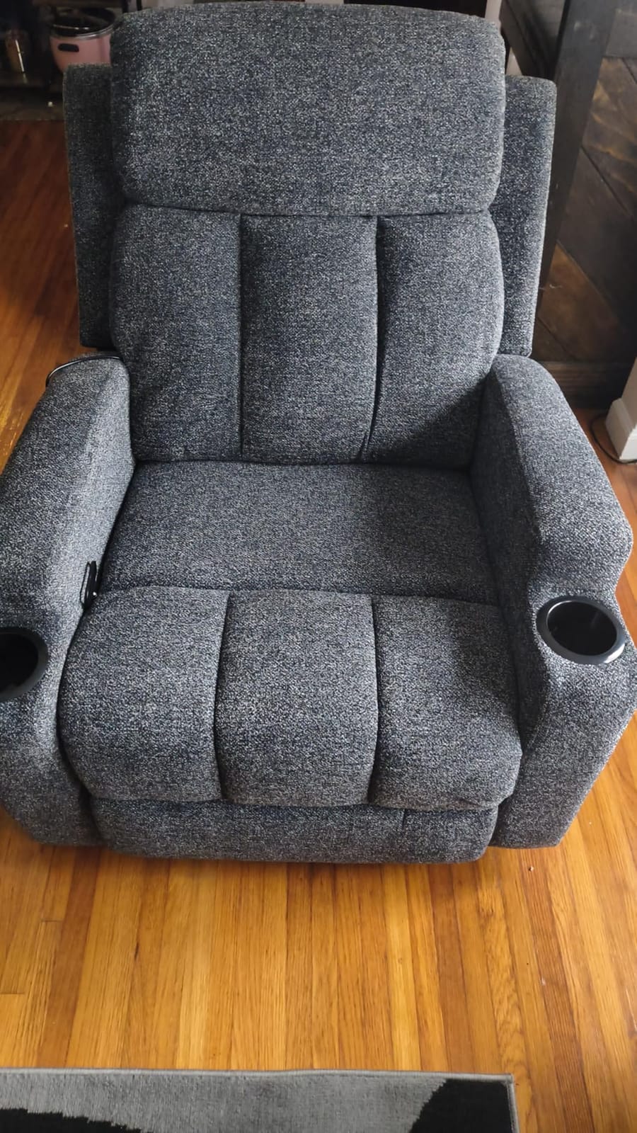 CANMOV Manual Recliner Chair with Massage and Heat, Soft Fabric Recliner Chair with Overstuffed Arm and Back, Manual Reclining Single Sofa with 2 Cup Holders, Side Pocket for Living Room, Dark Grey customer photo 2