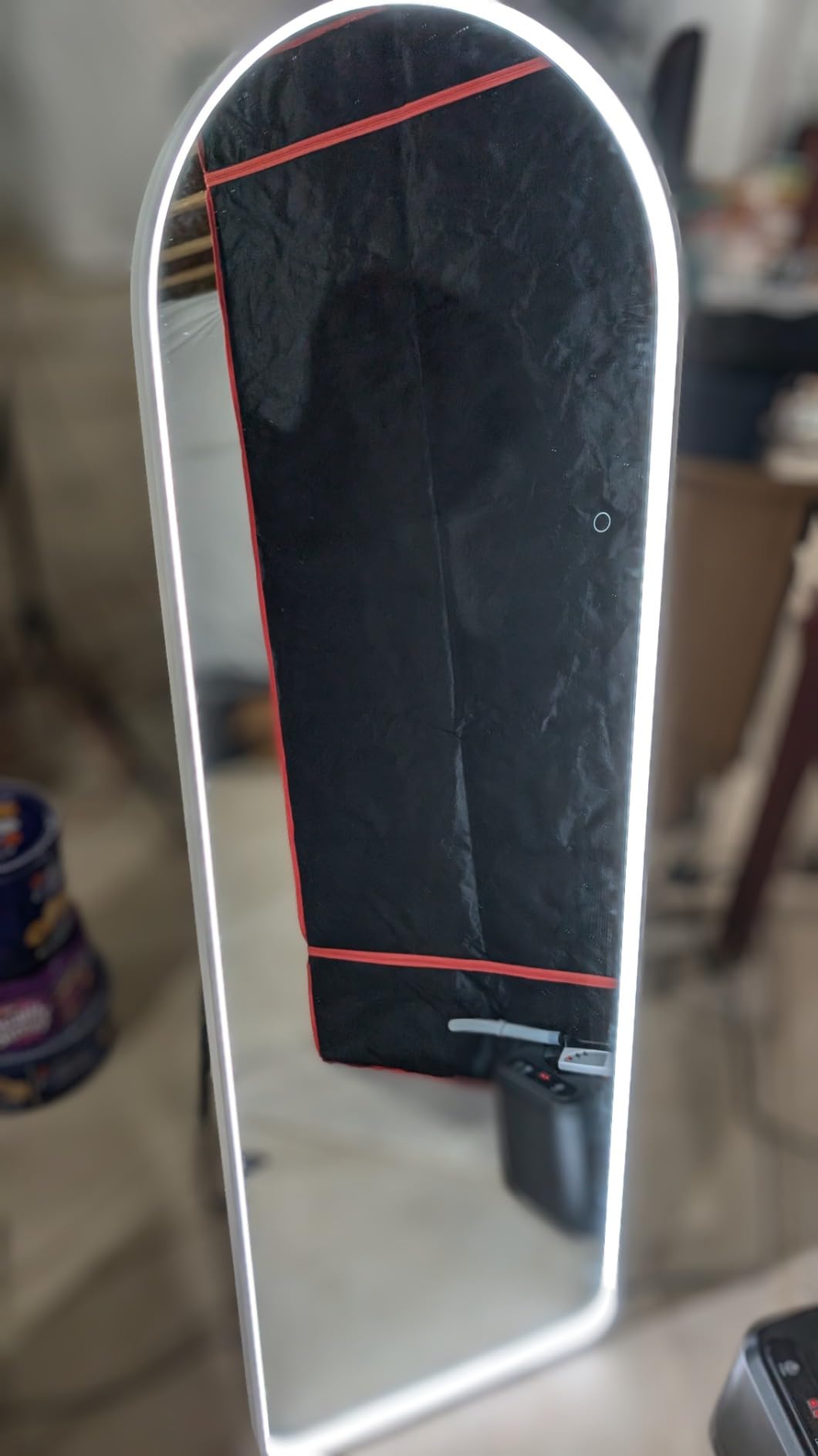 Hasipu Arch Full Length Mirror 71 x 24 in with Stand - Arch LED RGB Full Body Mirror, 7 Lighting Modes, Dimmable, Built-in Bluetooth Speaker, White Frame for Bedroom Dressing Room customer photo 2
