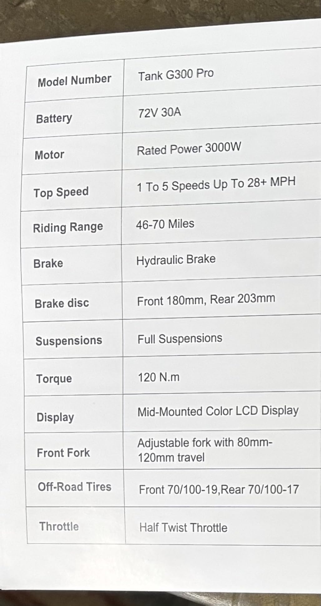 G300 Pro Electric Dirt Bike for Adults, 72V 30Ah Battery, 6500W Motor, 50 MPH Speed, 70 Mile Range, 350 Lbs Load Capacity, Hydraulic Brakes customer photo 2