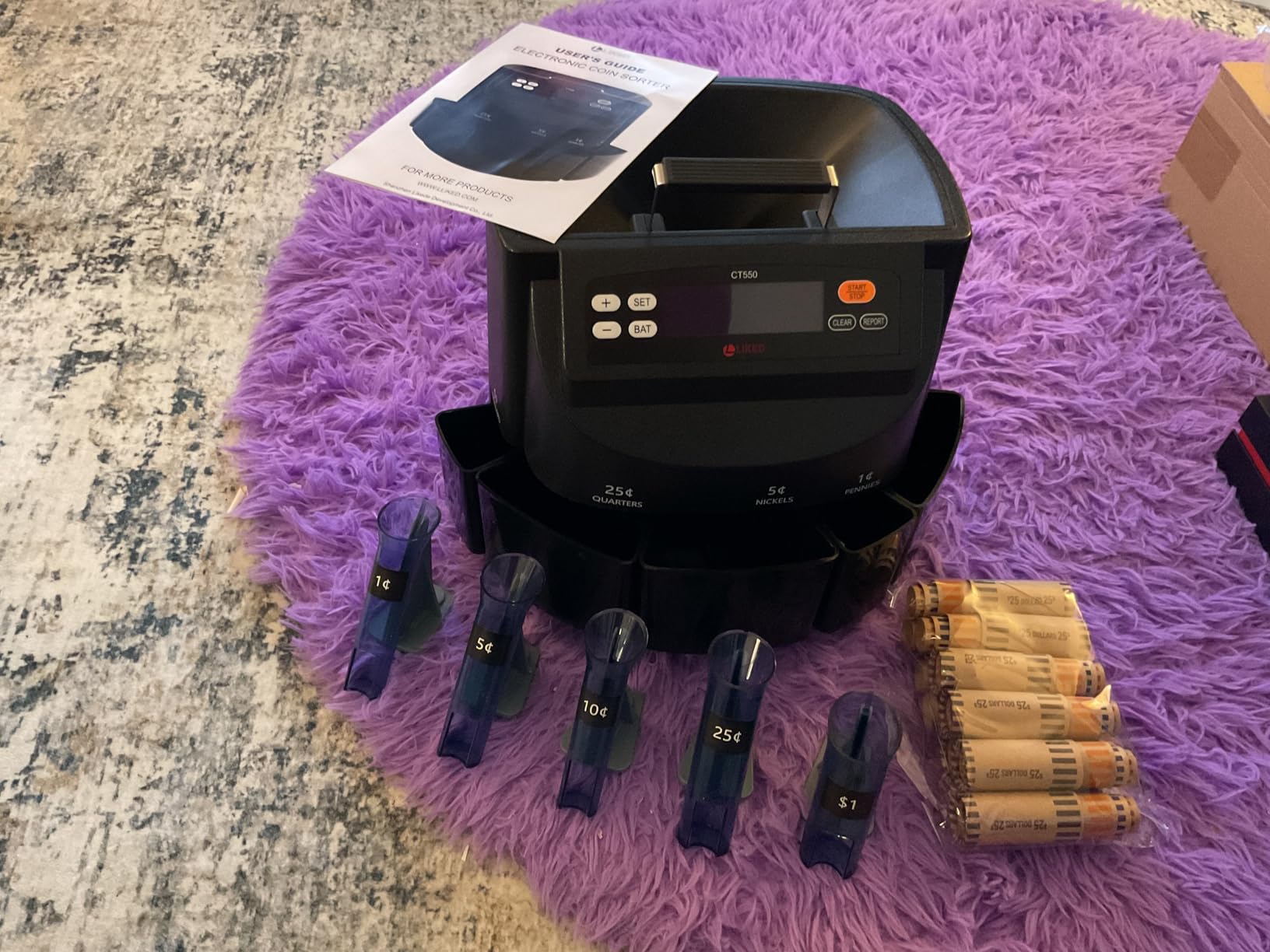 L LIKED Coin Counter & Sorter Machine 5 US Coins 50 Wrappers 270/min LCD | Accurate sort for pennies, nickels, dimes, quarters & dollars. Batch wrap mode, holds 2000 coins, easy to use customer photo 1