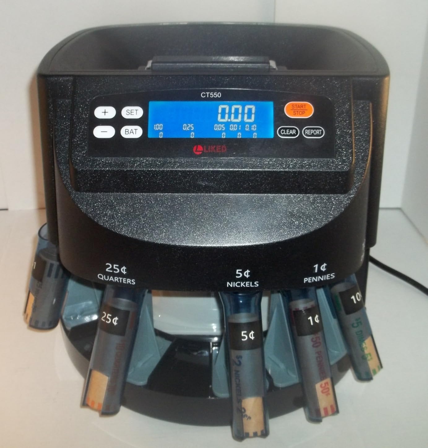 L LIKED Coin Counter & Sorter Machine 5 US Coins 50 Wrappers 270/min LCD | Accurate sort for pennies, nickels, dimes, quarters & dollars. Batch wrap mode, holds 2000 coins, easy to use customer photo 2
