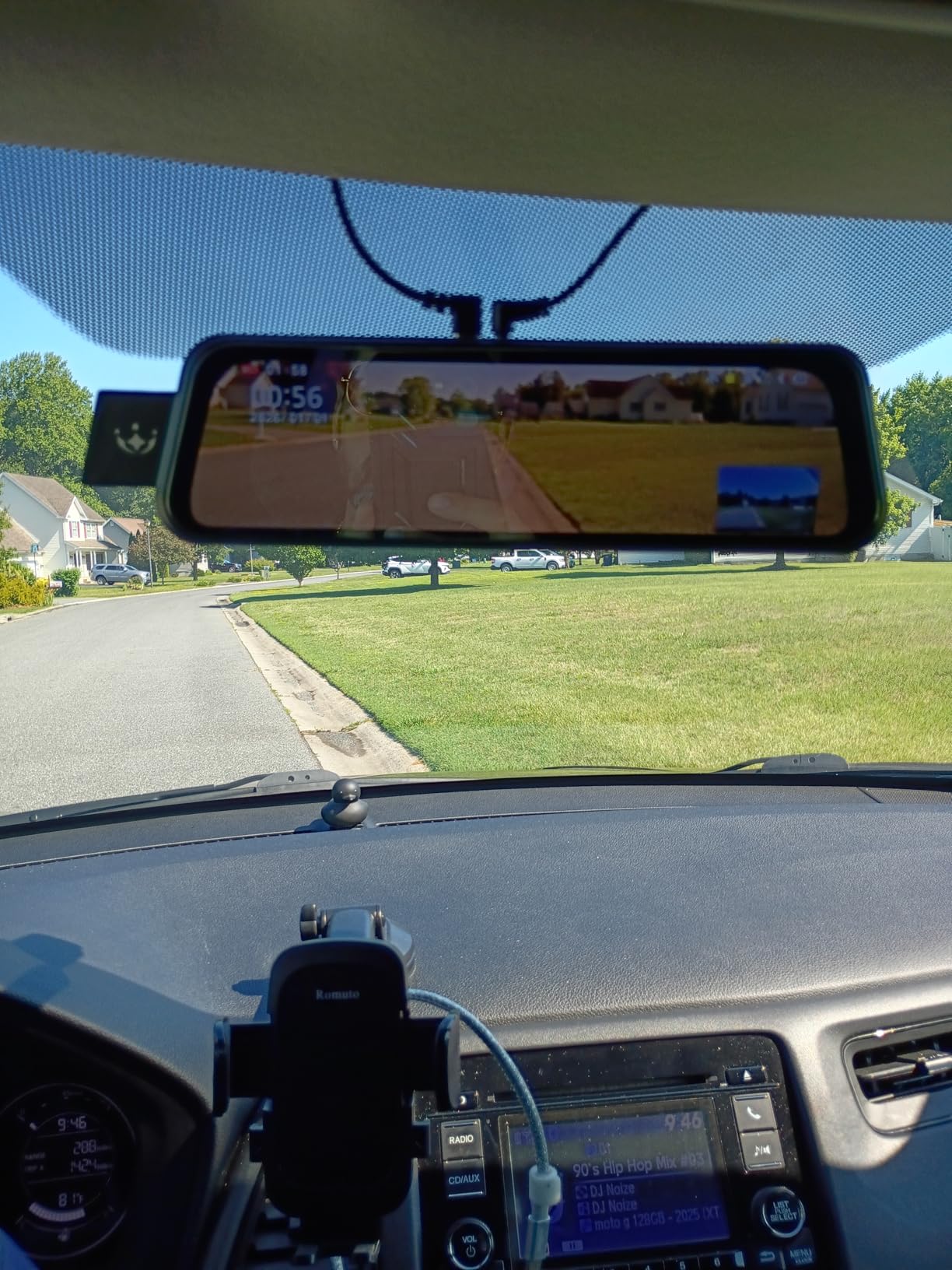 Mirror Dash Cam, Rear View Mirror Camera 10'', 1080P FHD Full Touch Screen Dash Cam Front and Rear Cam with Night Vision, Streaming Media 170° Wide Angle Parking Assistance Free 32GB Card customer photo 2