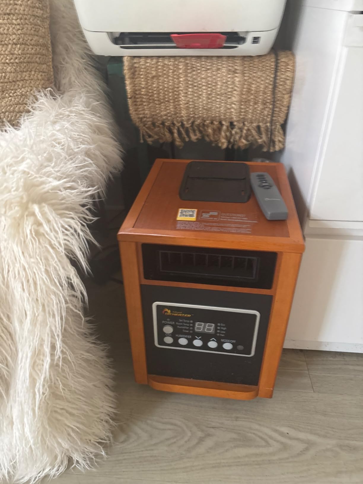 DR. Infrared Heater DR-123 Indoor Portable Space Heater with Remote Control, 1500W Dual Heating, 4 Wheels for Mobility, Programmable Timer, Thermostat, Ultra Quiet, Coffee customer photo 1