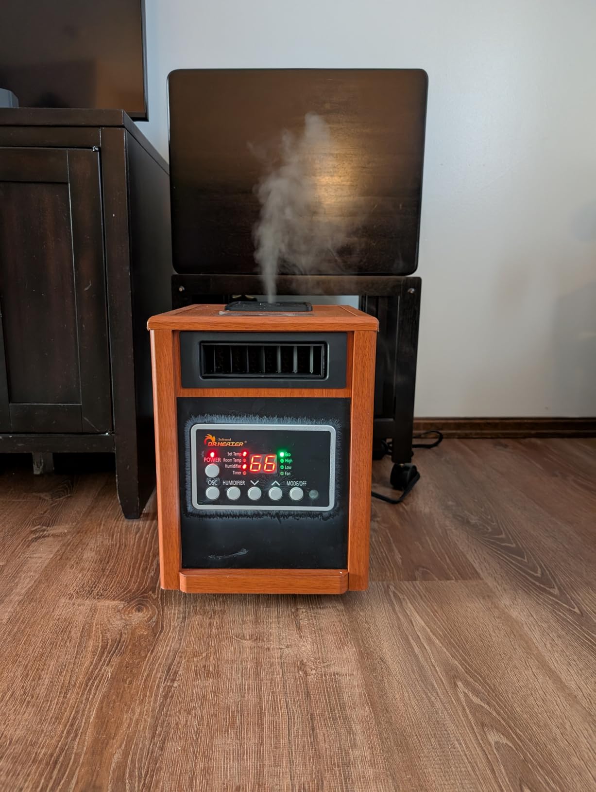 DR. Infrared Heater DR-123 Indoor Portable Space Heater with Remote Control, 1500W Dual Heating, 4 Wheels for Mobility, Programmable Timer, Thermostat, Ultra Quiet, Coffee customer photo 2