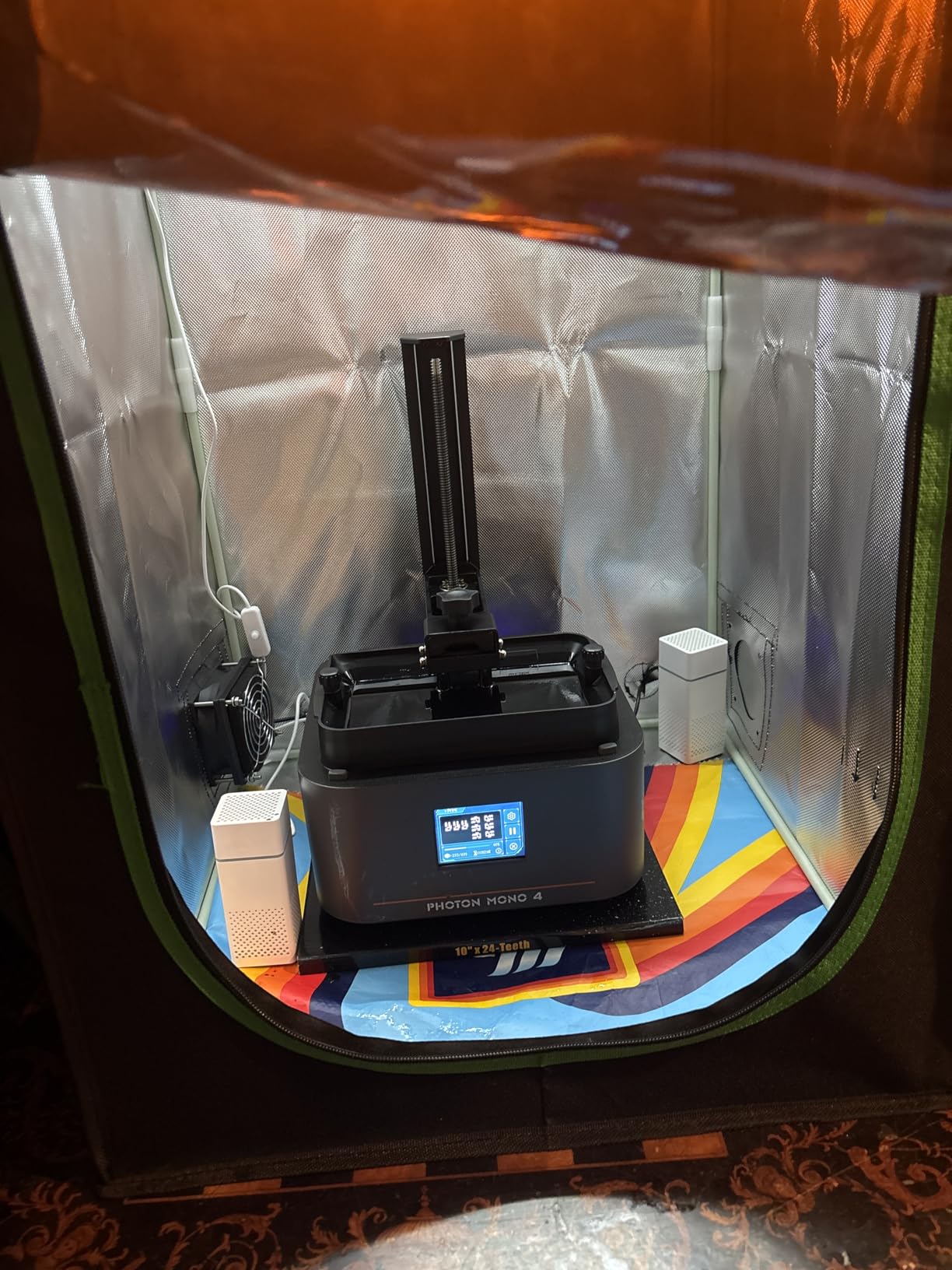 Large Resin 3D Printer Enclosure with Ventilation Kit LED Light, 3D Printer Vented Enclosure Tent Cover Eliminate Odors Dustproof Isolate Noise Compatible with LCD Resin UV 3D Printer 33*18.9*28.7Inch customer photo 2