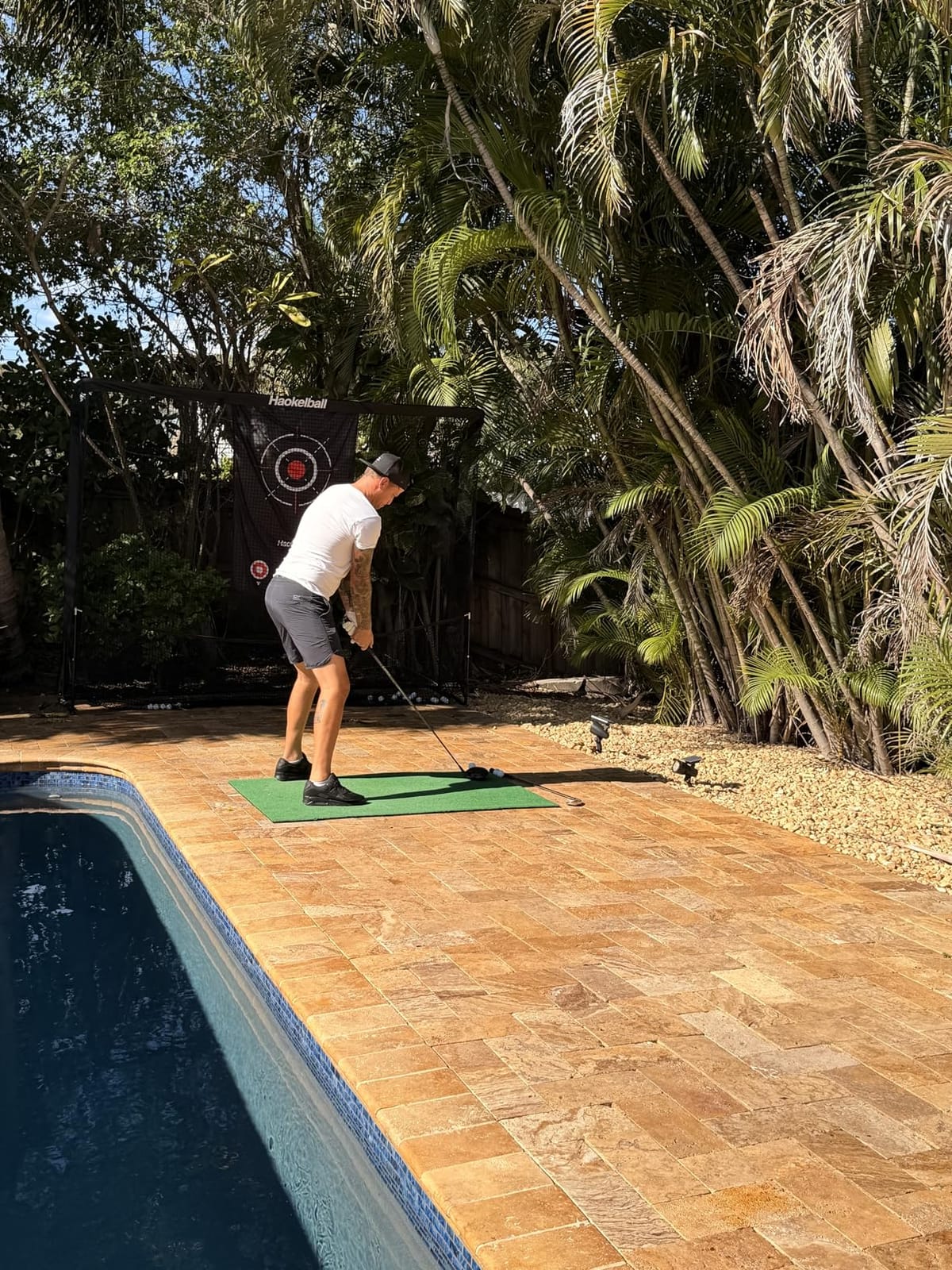 Haokelball Golf Practice Net 10x8FT Driving Hitting Net & Simulator Cage | Backyard Outdoor, Indoor Golf Simulator, Real Ball Practice, Impact Screen, Ball Return, Side Barriers, Projection Ready customer photo 2