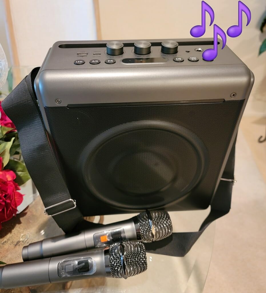 Karaoke Machine, 2 Wireless Rechargeable Microphones, 200W Speaker | Bluetooth 5.3, 20H playtime, LED lights, Portable, tablet holder and TWS for family karaoke, home parties and outdoor events customer photo 2