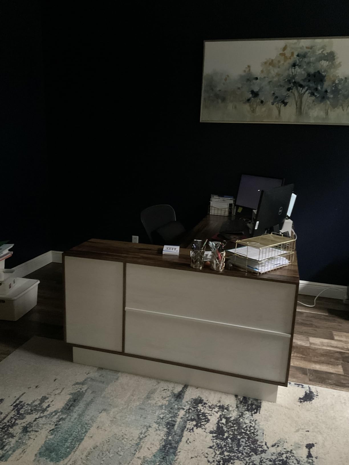 Tribesigns 71-Inch Executive Desk, L-Shaped Desk with Cabinet, Large Office Desk with Drawers and Storage Shelves, Writing Table Computer Desk for Home Office, Oak and Black customer photo 1