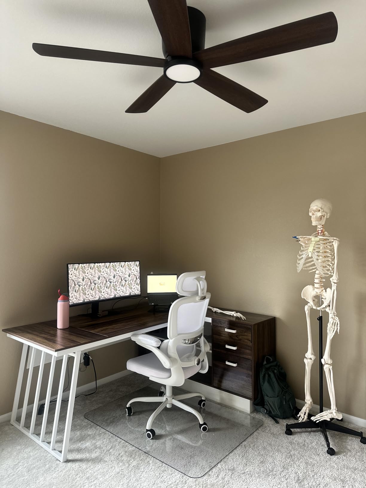 Tribesigns 71-Inch Executive Desk, L-Shaped Desk with Cabinet, Large Office Desk with Drawers and Storage Shelves, Writing Table Computer Desk for Home Office, Oak and Black customer photo 2