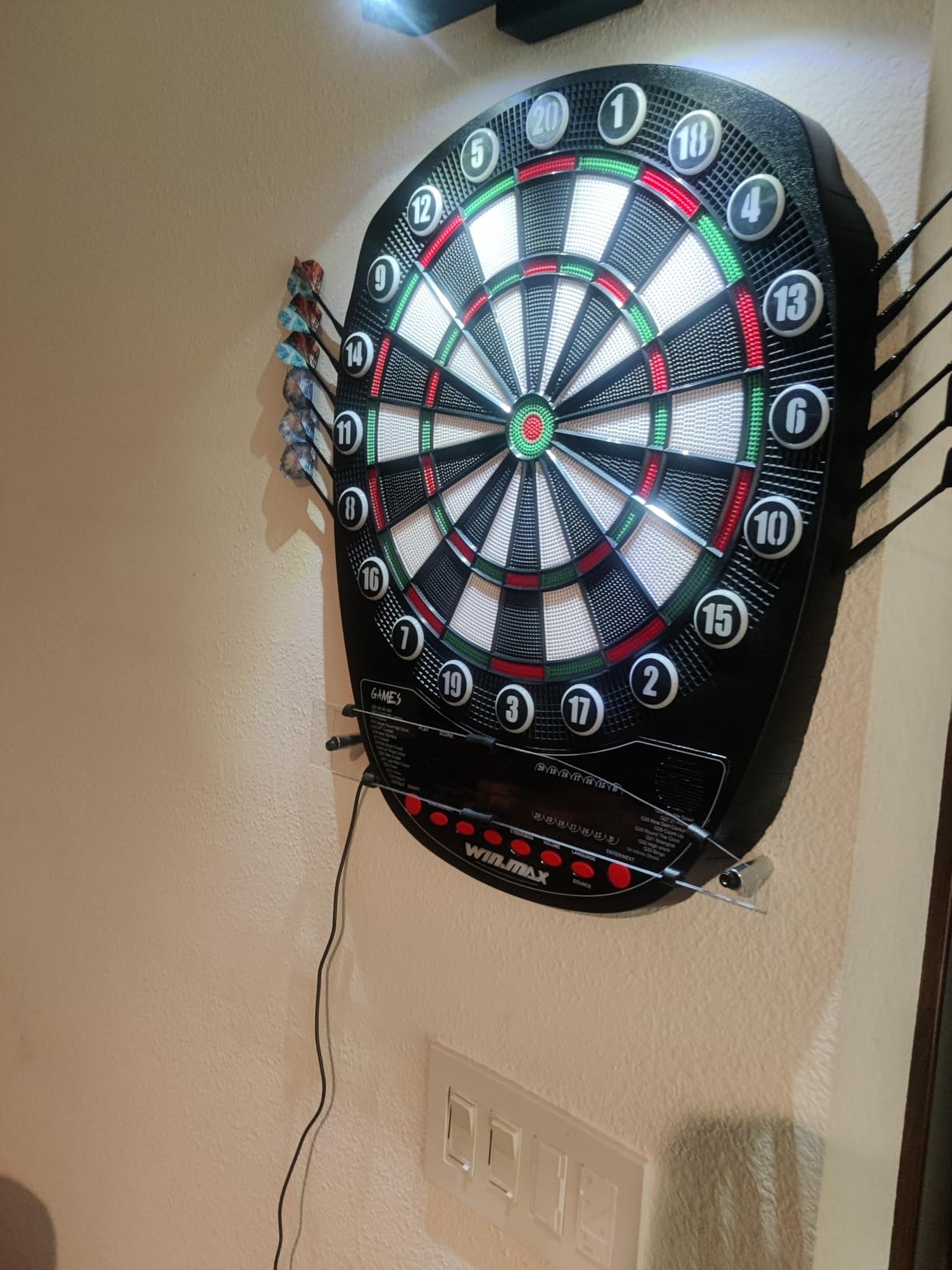 WIN.MAX Electronic Dart Board Automatic Scoring with 12 Soft Tip Darts | Low Bounce-Outs, 354 Game Variations, 3 bright LED displays, 8 Players customer photo 1