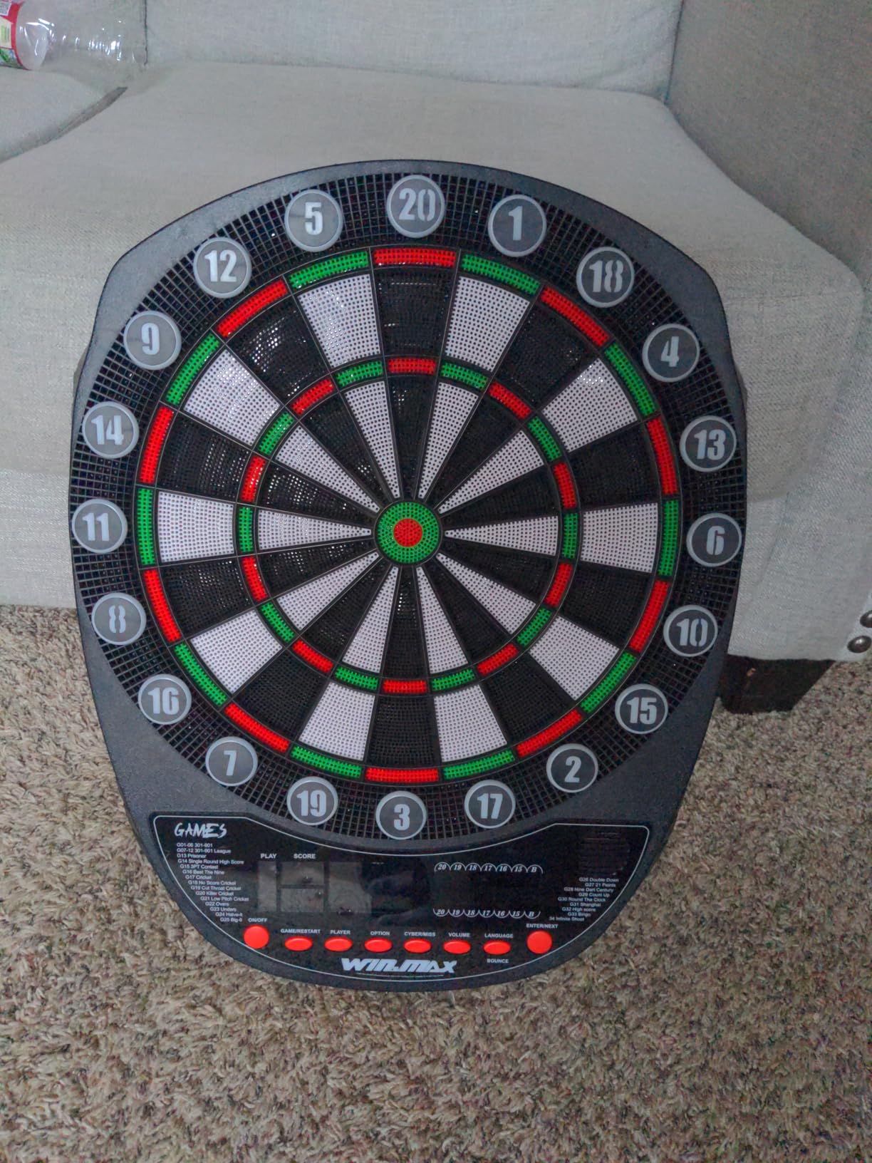 WIN.MAX Electronic Dart Board Automatic Scoring with 12 Soft Tip Darts | Low Bounce-Outs, 354 Game Variations, 3 bright LED displays, 8 Players customer photo 2