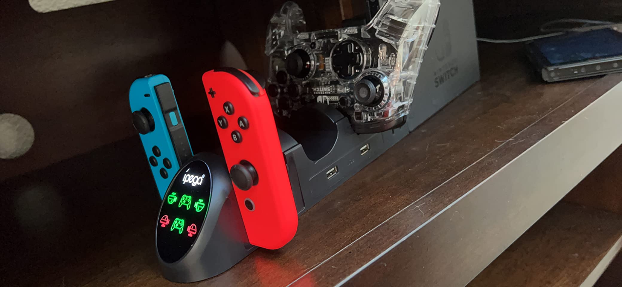 FASTSNAIL Switch Controller Charger for Nintendo Switch 2/1/OLED for JoyCon | 10 in 1 Fast Charging Dock Station for 2 Pro Controller 2/1 & 4 Joycon 2/1, Storage Stand, 11 RGB Modes, LED Indicator, Cable customer photo 1