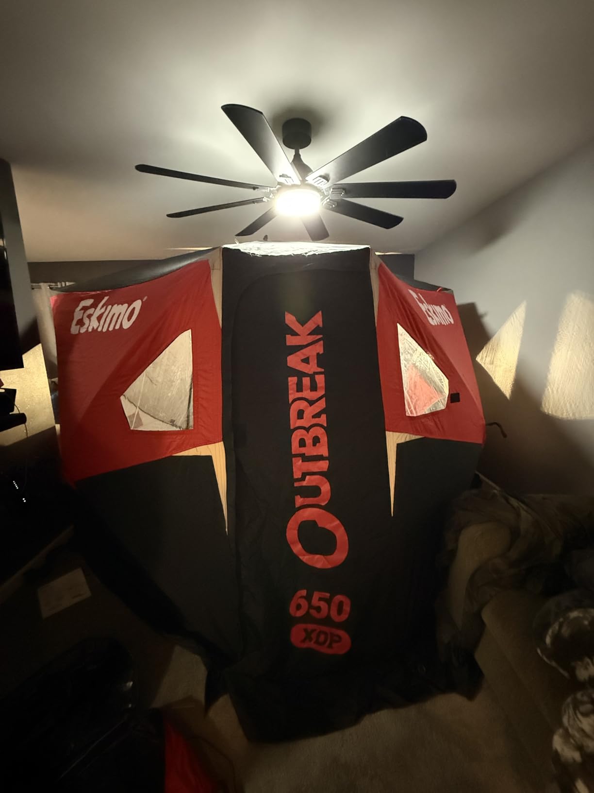 Eskimo Outbreak 650XDP, Pop-Up Portable Ice Fishing Shelter, No-Trip Door, 5-7 Person, Red/Black, 50650 customer photo 2