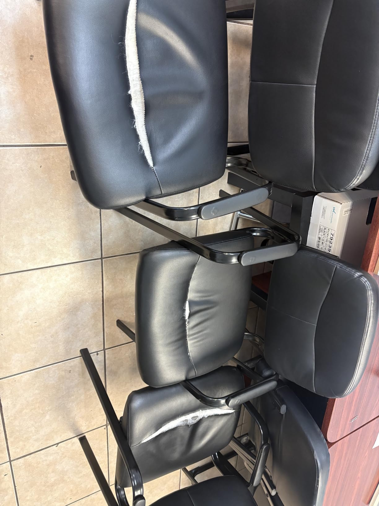 Sweetcrispy Waiting Room Chairs Set of 4, Office Guest Chairs No Wheels | Leather Padded Arms, Stationary Reception, Conference, Lobby customer photo 2