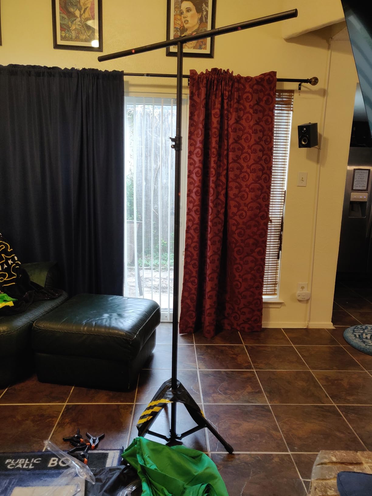 Green Screen Backdrop with Stand, 8x7.2ft Portable Greenscreen Background with Stand, T-Shape Green Screen Stand kit with 6 Spring Clamps, Sandbag, Carry Bag for Zoom, Video customer photo 1