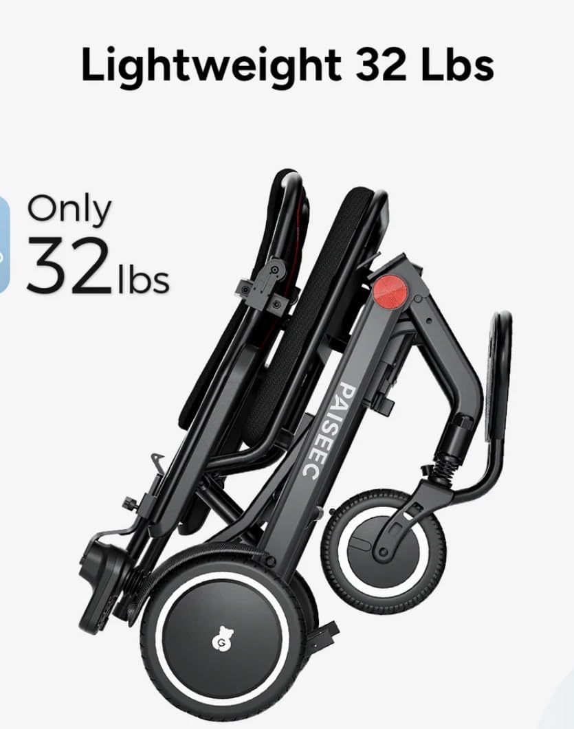 Paiseec Lightweight Folding Electric Wheelchair for Adults,Only 32 lbs | Portable Electric Wheelchair Foldable,Power Wheelchair Lightweight, Airline Approved for Travel, Outdoor & Indoor customer photo 1