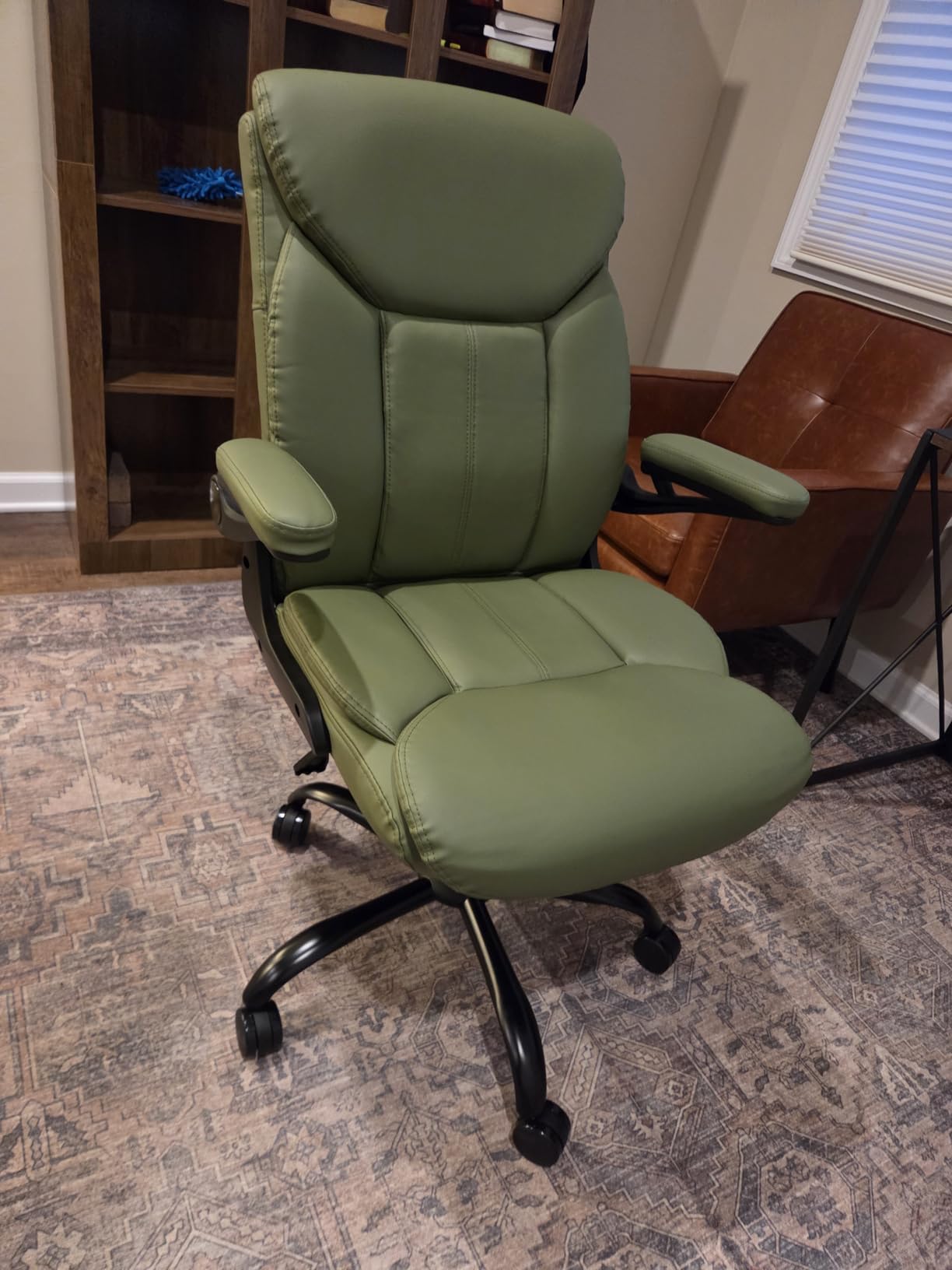 Fabric Executive Office Chair - White Ergonomic Computer Desk Chair | Flip-up Arms, Cloth Material, Mid Back, Adjustable Height, Swivel Wheels for Short People Women Study Work for Small Space customer photo 2