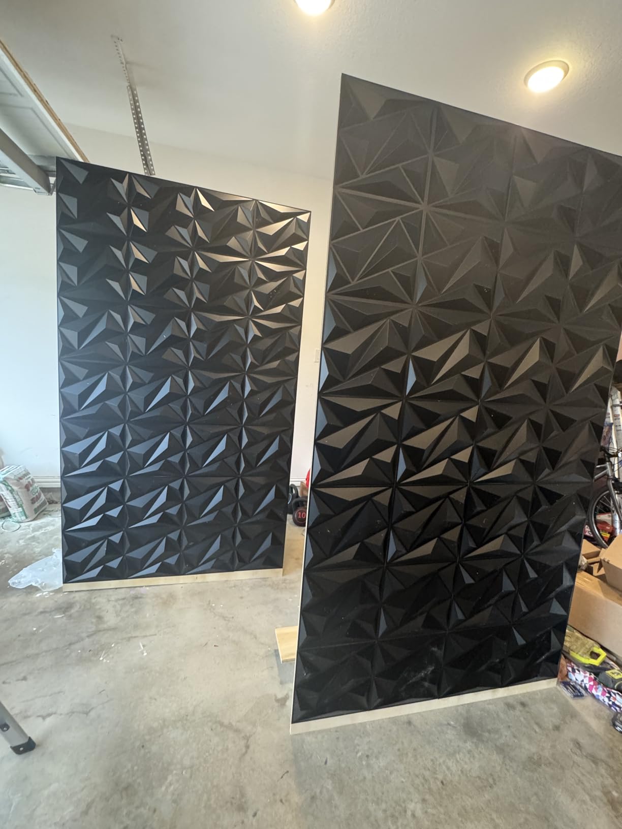 Art3dwallpanels 20 Pack 3D Wall Panels for Interior Wall Decor, 12''x12'' White Accent Diamond Panels for Gaming Room Bedroom TV Background, Black customer photo 1
