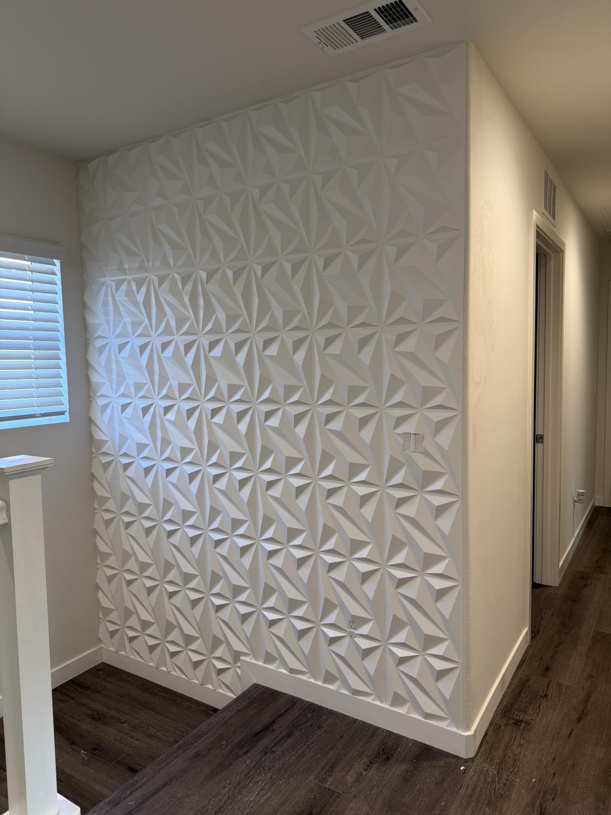 Art3dwallpanels 20 Pack 3D Wall Panels for Interior Wall Decor, 12''x12'' White Accent Diamond Panels for Gaming Room Bedroom TV Background, Black customer photo 2