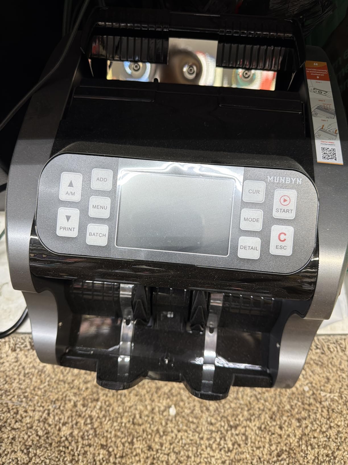 MUNBYN IMC22 Money Counter Machine Mixed Denomination, Dual-Display, CIS/UV/IR/MG Counterfeit Detection Bill Counter, USD, MXN, EUR, CAD Cash Counter for Business, Merchant, 2Y Protect (Black) customer photo 2