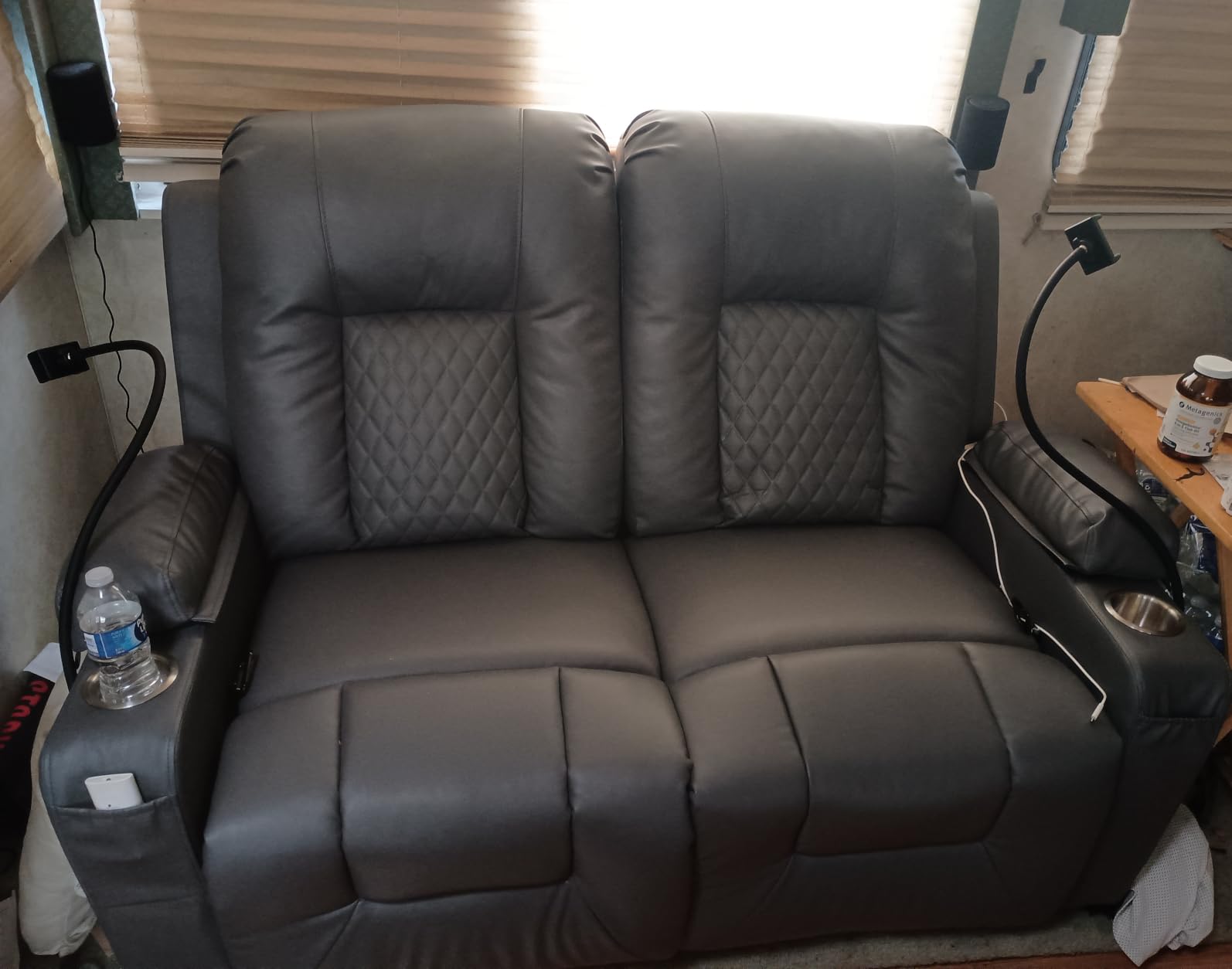 RV Loveseat Recliner Sofa, Reclining Loveseat Home Theater Seating with USB Ports, Cup Holders, Insert Pockets, Wall Hugger RV Recliners for Movie Room, Recline Movie Seats Gaming Sofa customer photo 1