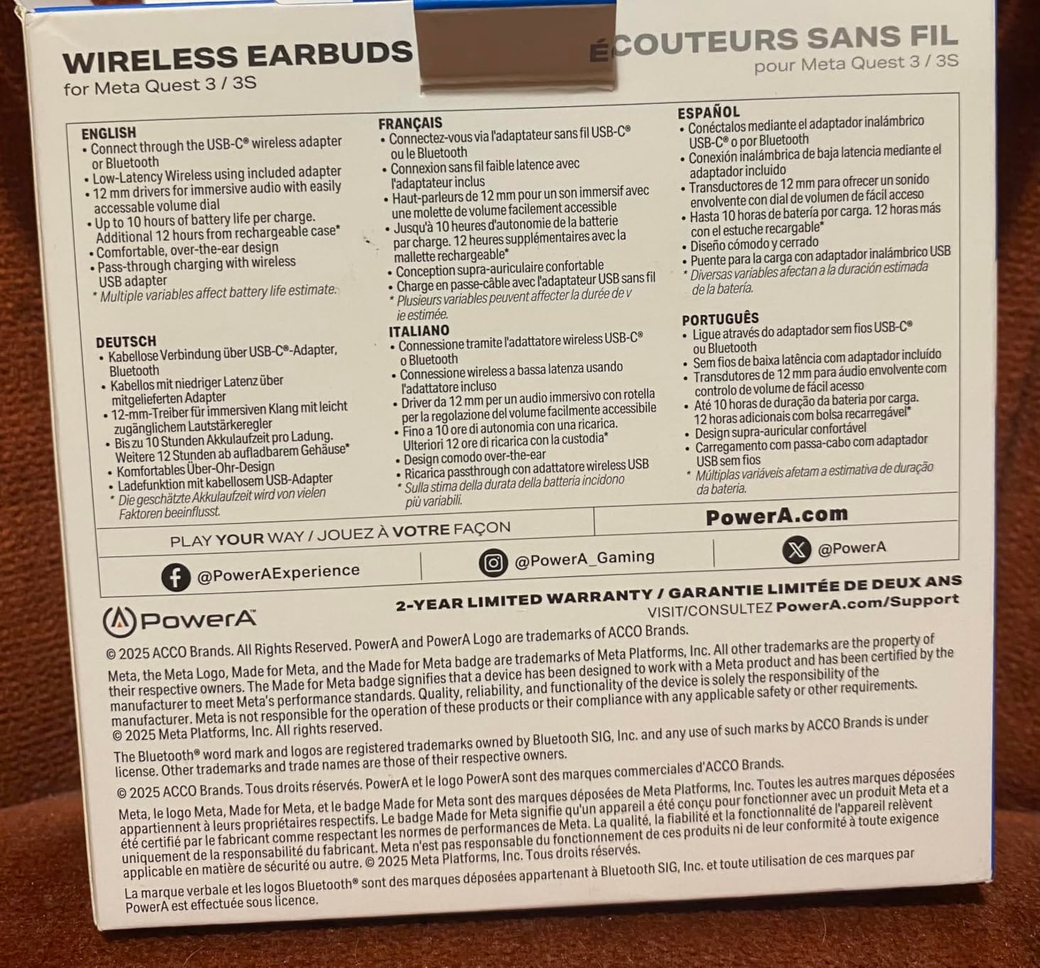 PowerA Wireless Earbuds for Meta Quest 3 / 3S, Officially Licensed, Low-Latency Wireless, Bluetooth Compatible, 12 mm Drivers, 3 EQ Modes, Up to 10 Hours of Battery Life*, Charging Case customer photo 1