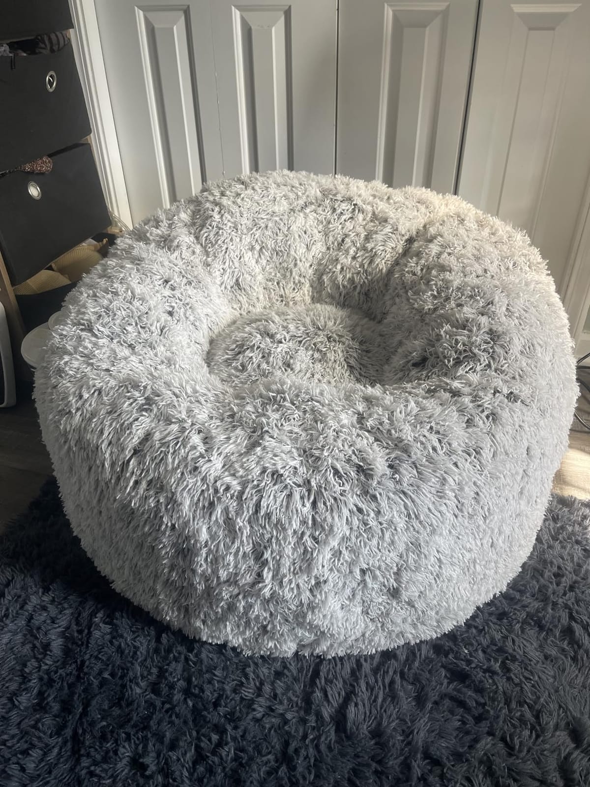 Plush Faux Fur Bean Bag Chairs, Memory Foam Filled Sofa Chair Shape Bean Bag for Adults/Teens/Kids, Ultra-Soft Lazy Sofa for Living Room Bedroom College Dorm, Grey customer photo 1