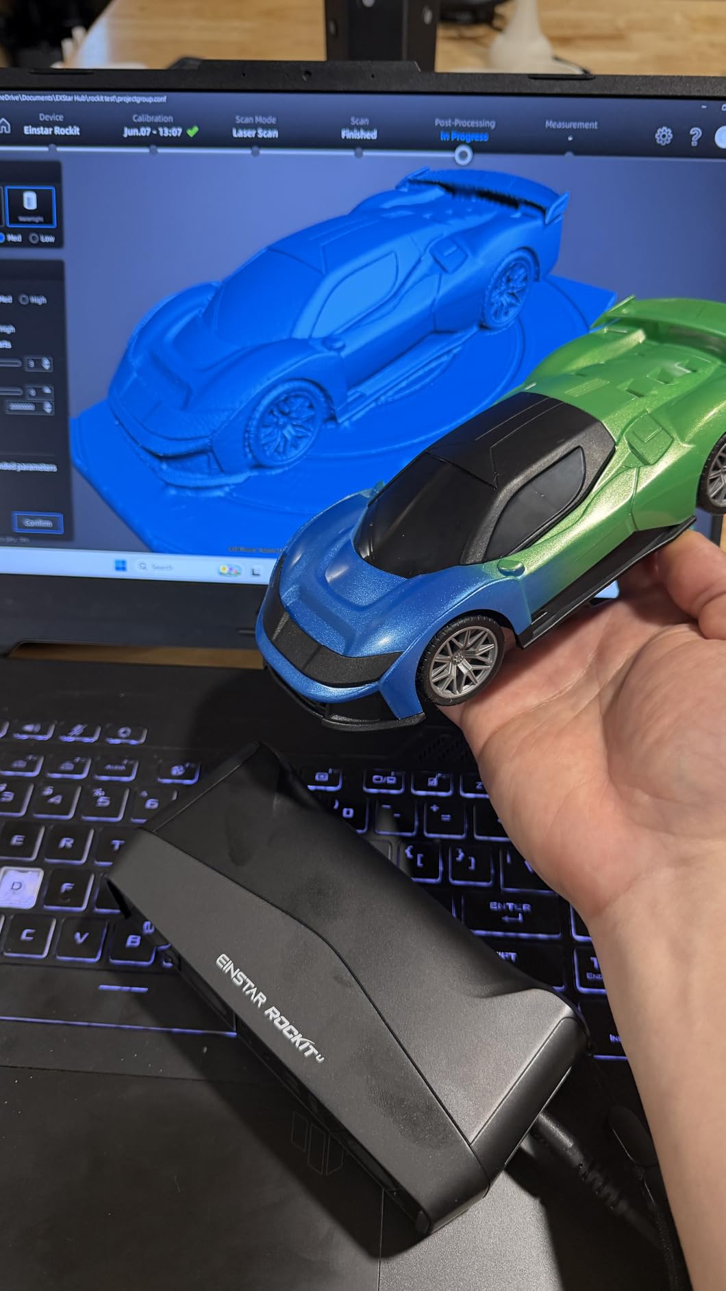 EINSTAR 2 Wireless 3D Scanner, 17 Parallel Lines Blue Laser and VCSEL Infared Light Support 3D Scanning Small to Large Objects, Up to 90 FPS High Speed Scanning, Support 3mm, 6mm, 12mm Markers customer photo 1