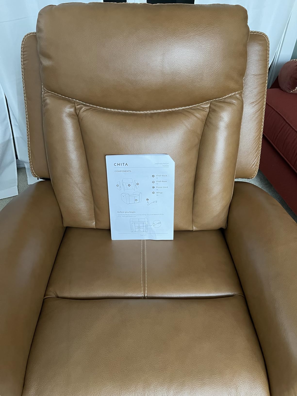 CHITA Genuine Leather Super Zero Gravity Power Recliner Chair, Navy Blue | Adjustable Power Headrest, USB & Type-C Ports for Living Room & Home Theater customer photo 2