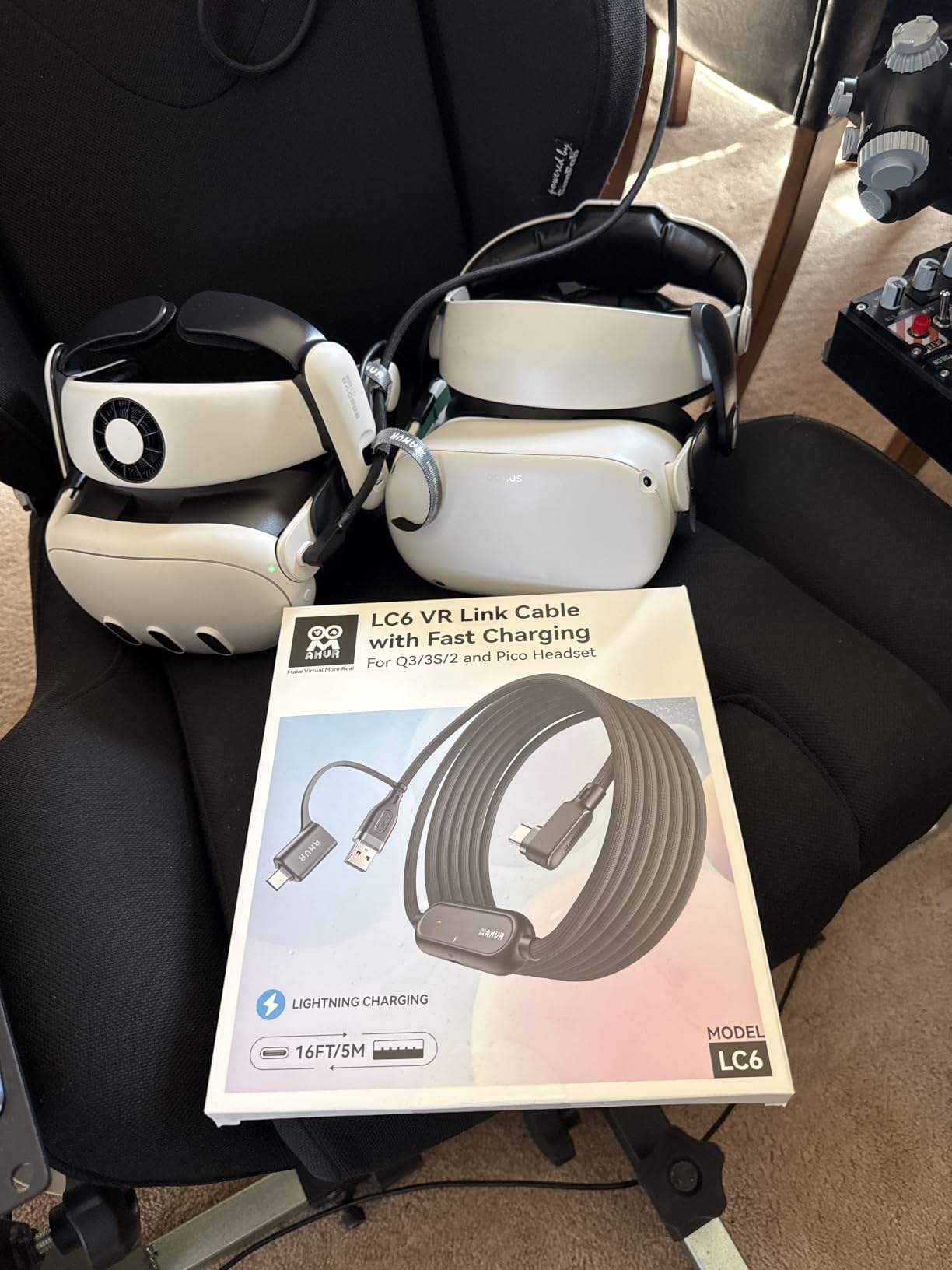 AMVR 16FT VR Charging Link Cable, USB 3.0 Nylon Braided with A to C Adapter | 5Gbps USB3.0 High Speed, Play While Charging, Compatible with Meta Quest 3/3S/2 Accessories and PC/SteamVR(need 18W+ Charger) customer photo 2