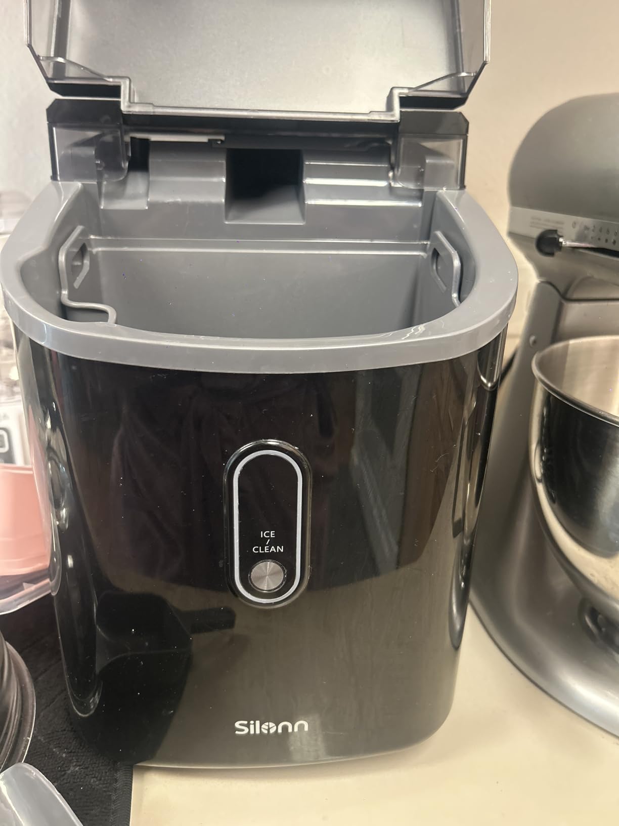 Silonn Nugget Ice Maker Countertop, Pebble Ice Makers with Crushed Soft Chewable Ice, 33lbs Per Day with Scoop, Pellet Portable Ice Machines with Auto-Cleaning for Home, Kitchen, Office, Black customer photo 2