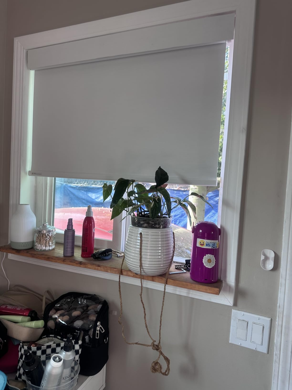 No Drill Motorized Blinds with Remote, Blackout Automatic Blinds with Solar Panel, Cordless Smart Electric Roller Shades for Windows, White, 34 x 72 customer photo 1