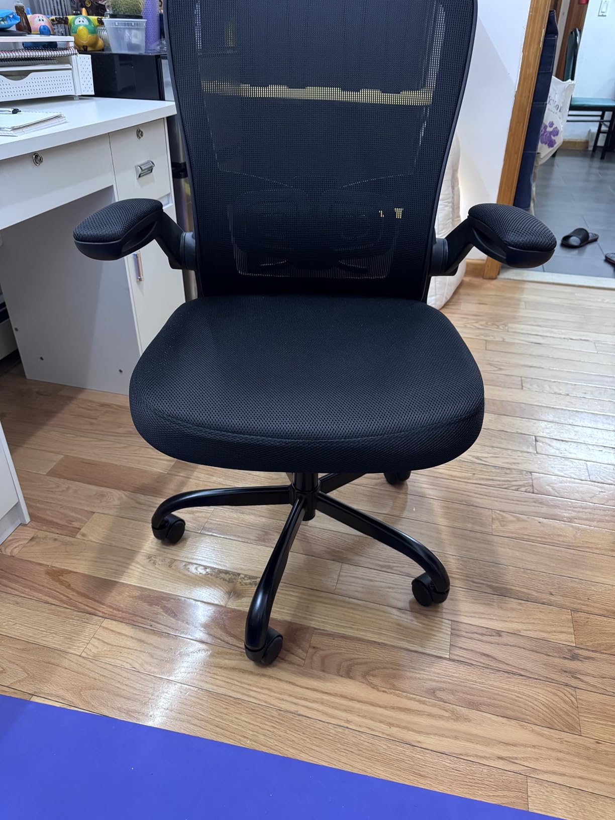 Leather Office Chair, Upgraded PU Computer Desk Chairs with Double-Layer Seat Cushion and Neckrest, 360°Swivel, Ergonomic Small Gaming Chair with Wheels and Adjustable Armrests for Short People, Grey customer photo 1