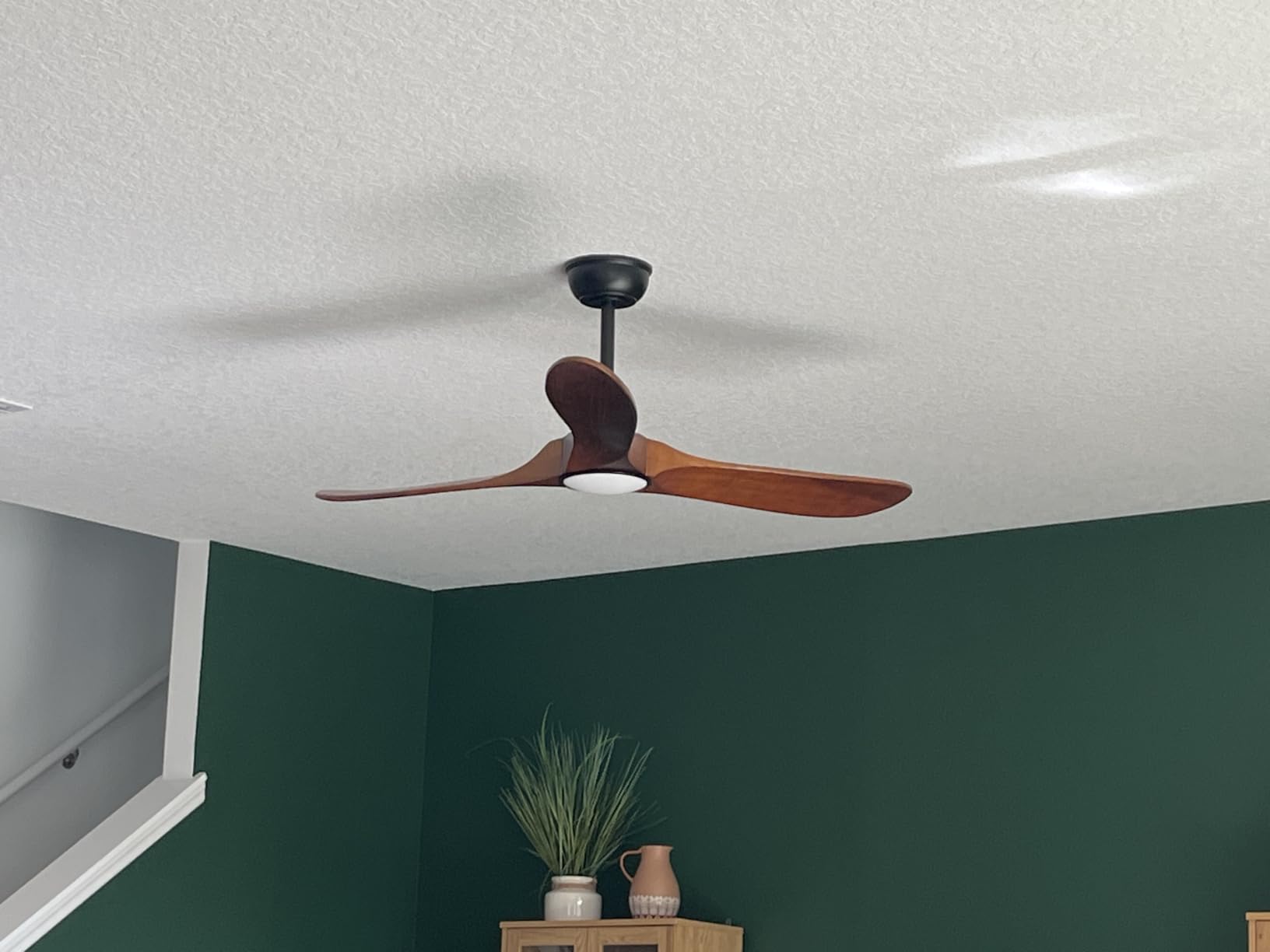 heimo 52 Inch Ceiling Fan with Light and Remote, Wood Outdoor Ceiling Fans with Lights Dimmable for Bedroom Living Room Patios Kitchen Modern 3 Blade Propeller Indoor Fan (Walnut) customer photo 1