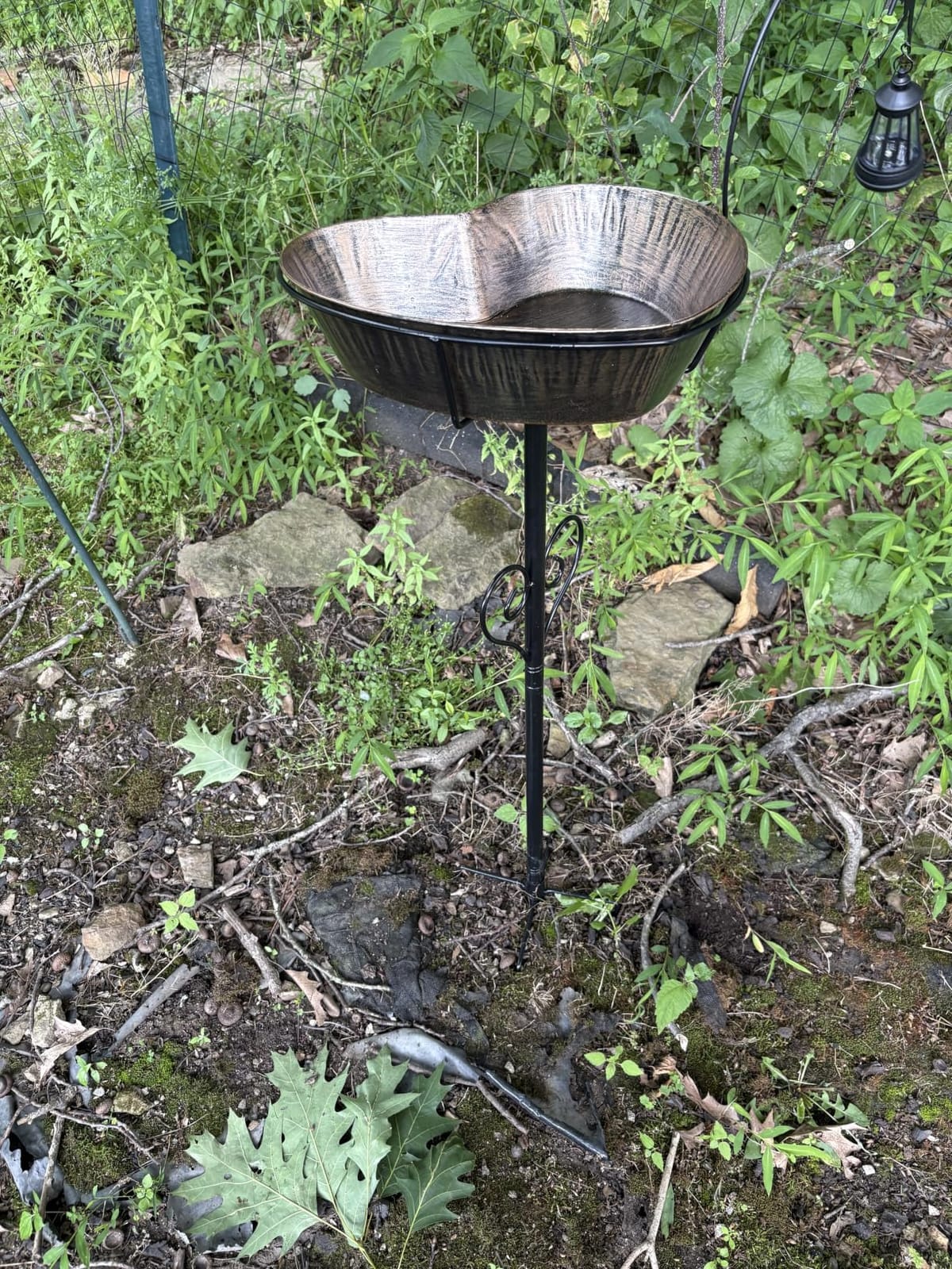 Solar Metal Heart Bird Bath for Outside, 48