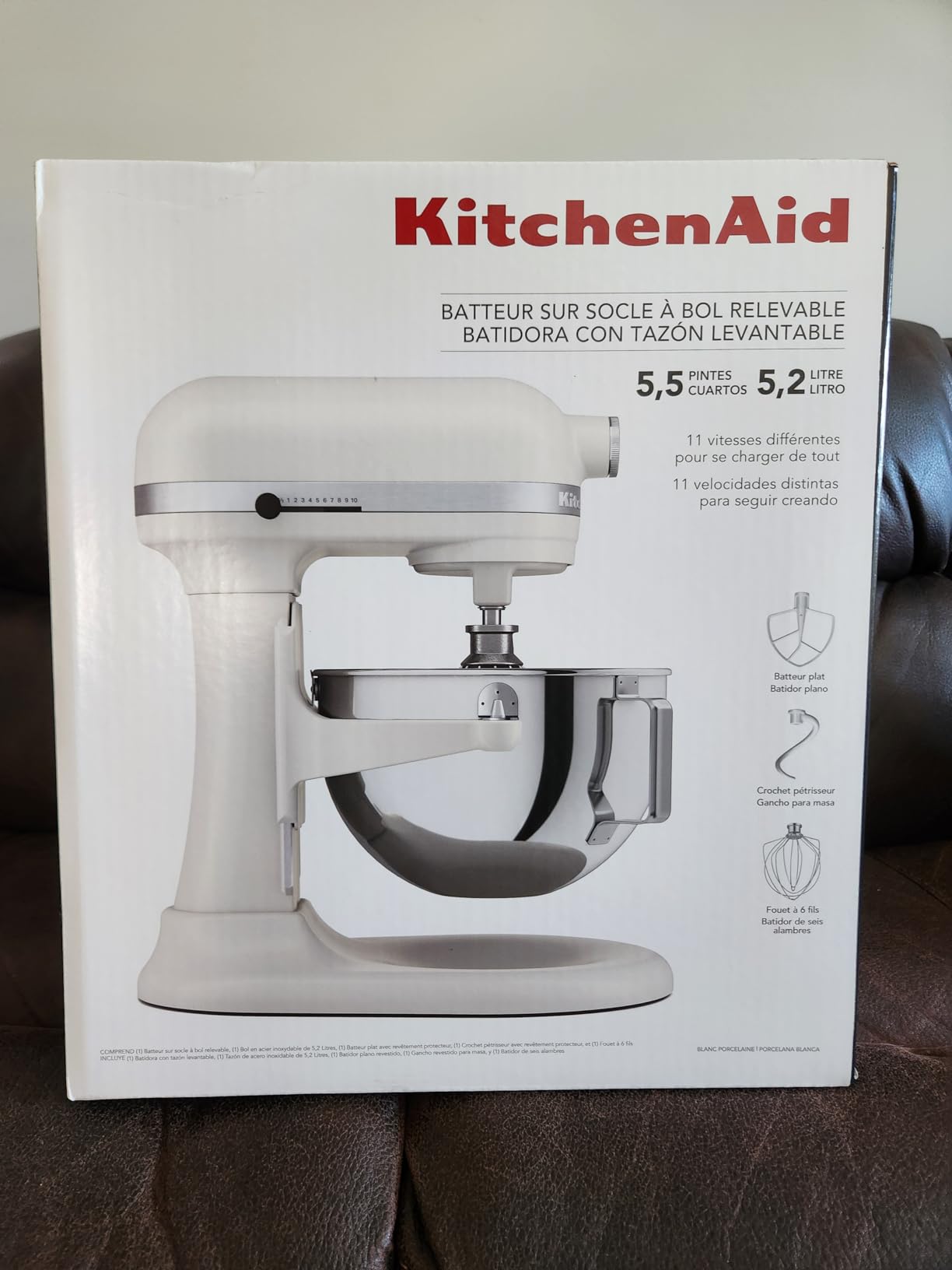 KitchenAid 5.5-Qt Bowl-Lift Stand Mixer, KSM55SXXX, Porcelain White | 11 Mixing Speeds, Includes Flat Beater, Dough Hook, Wire Whip, Stainless Steel Bowl customer photo 1