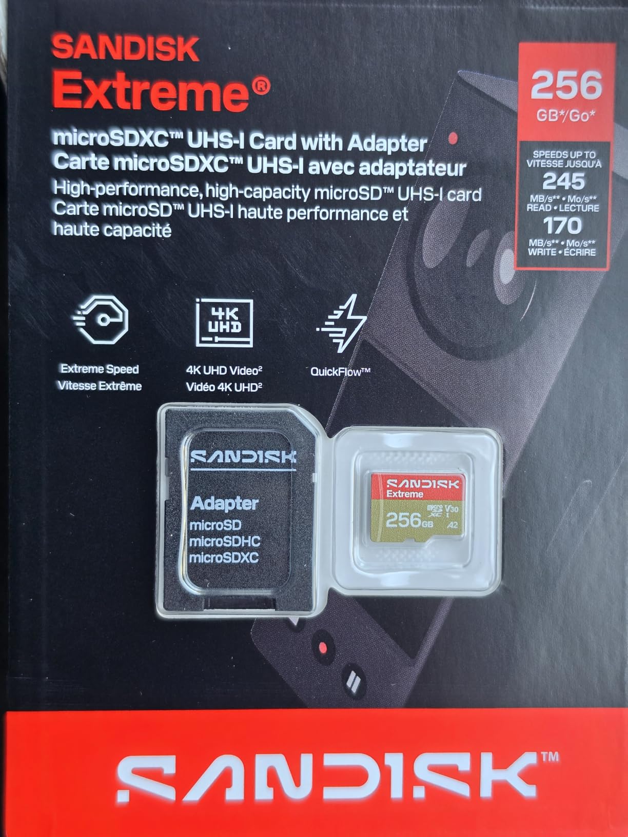 SANDISK 512GB Extreme microSD UHS-I Card - Up to 245MB/s Read Speed and 170MB/s Write Speed, 5.3K Video, 4K UHD Video, U3, V30, A2 - SDSQXH9-512G-GZ6MA customer photo 1
