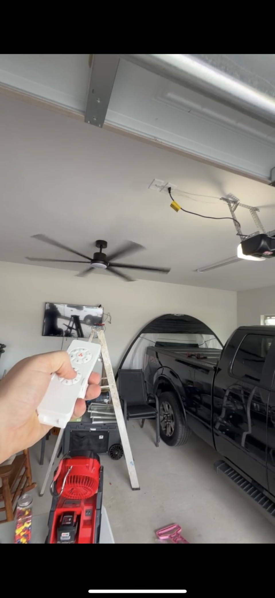 96 Inch Extra Large Ceiling Fan with Light, Aluminum Blades, Walnut | 10,464 CFM at 110 RPM, 6 aluminum blades, 6 speeds, 3 color temperatures, DC motor, oversized rooms/gym/covered patio customer photo 2