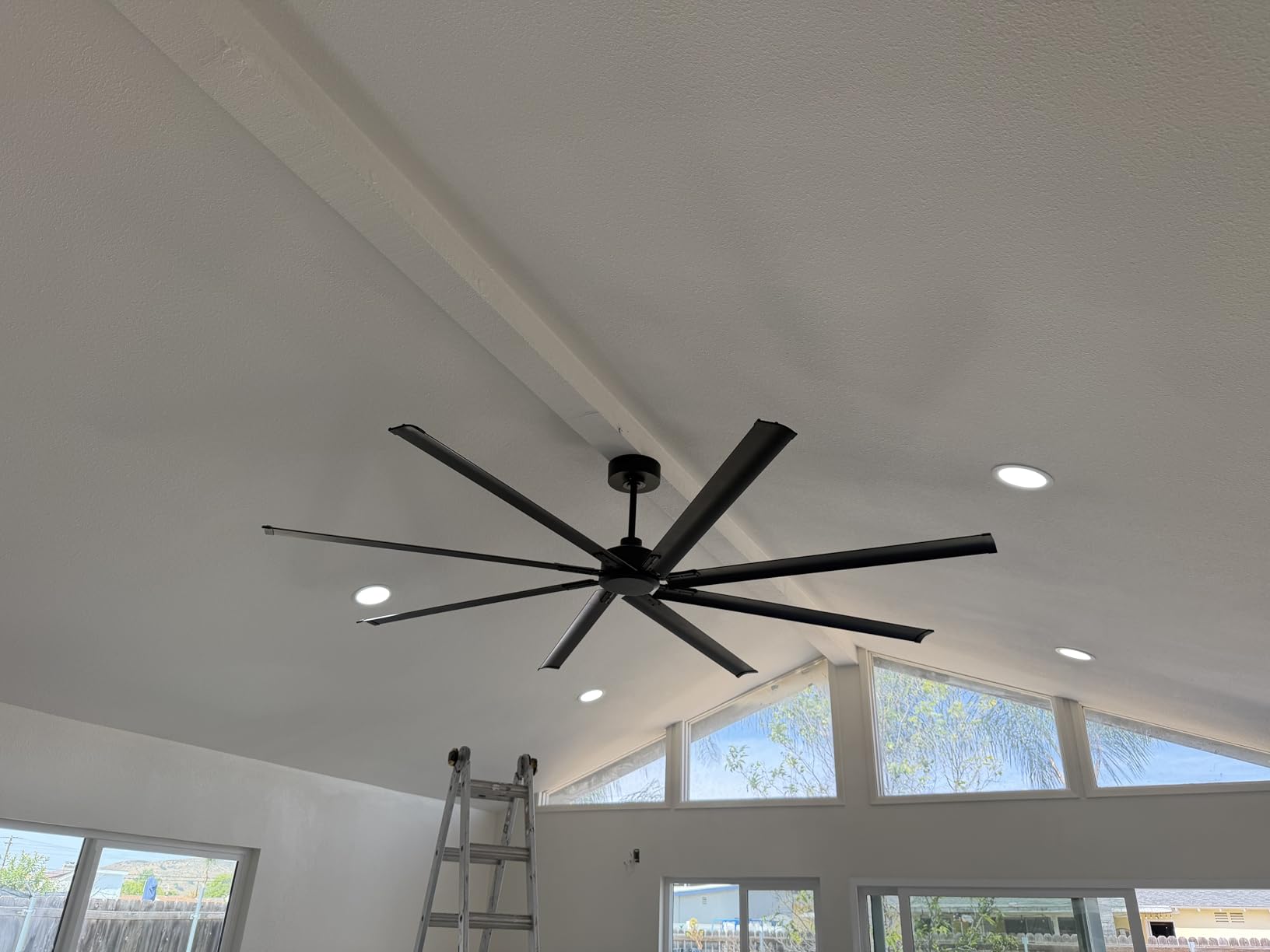 96/100/120 Inch Black Large HVLS Industrial Ceiling Fan & DC Motor | 8 Aluminum Blades, Shop Ceiling Fan for Garage Barn Warehouse Gymnasium Cooling customer photo 1