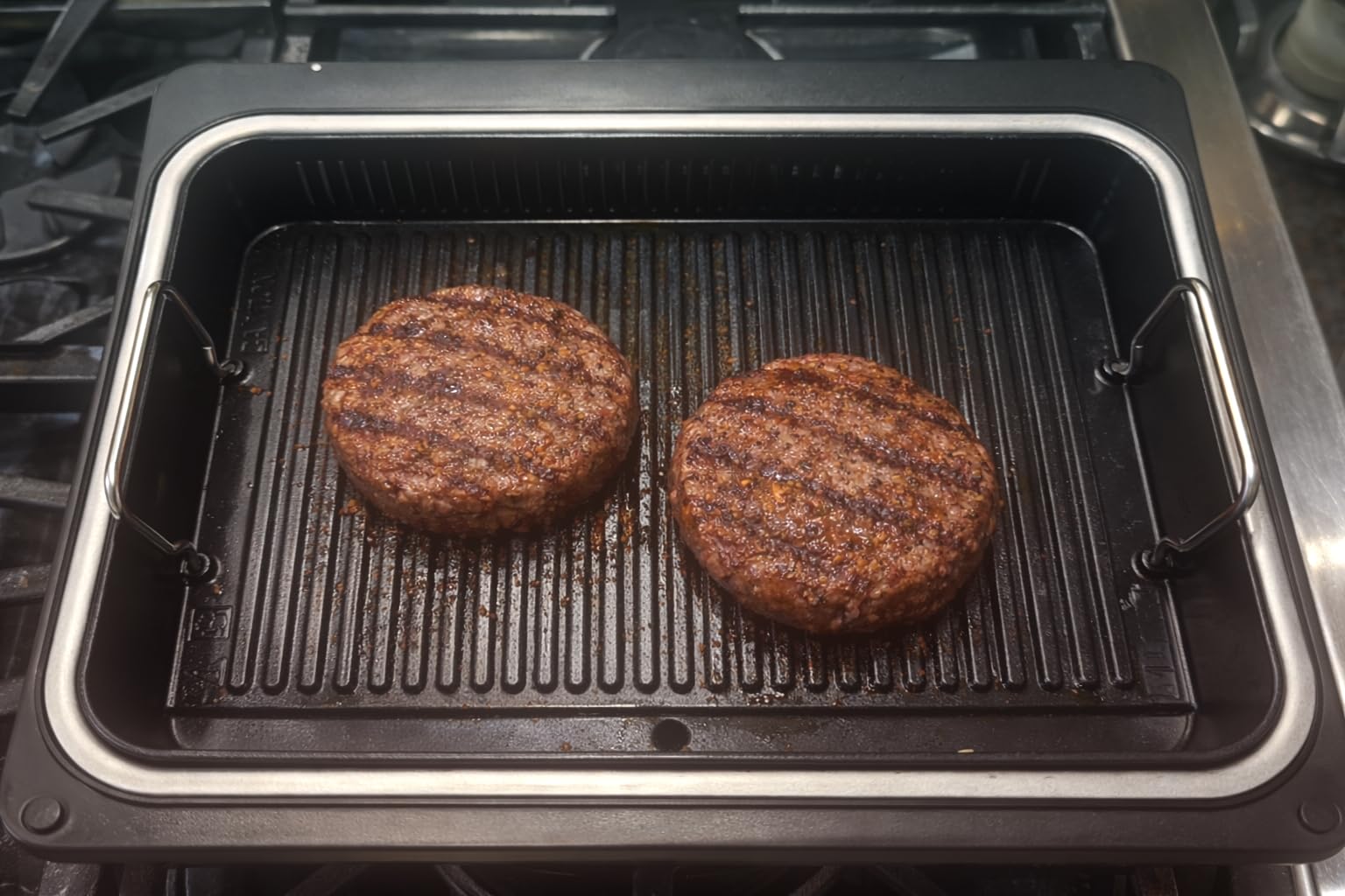 Kismile 2-in-1 Smokeless Electric Grill, Digital Display, Meat Probe, Nonstick | Indoor Grill and Griddle Combo, Dishwasher Safe, Temperature Control for Steak, Pancakes, Bacon customer photo 1