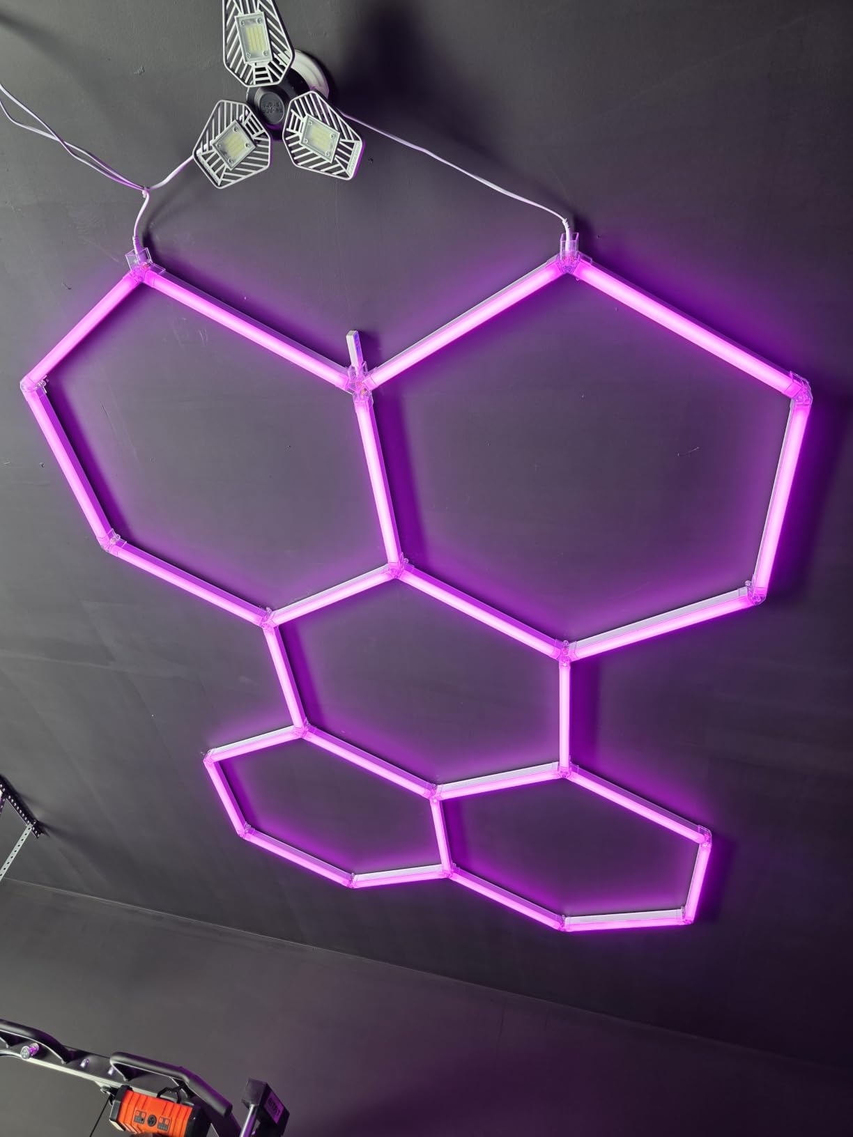 HYPERLITE Hexagon Garage Lights: Gen IV-3 Grid RGB Hexagon LED Lights with Music Sync Mode, App & Remote Control, Multi-Color Honeycomb Light for Gaming Room, Gym, Garage customer photo 2