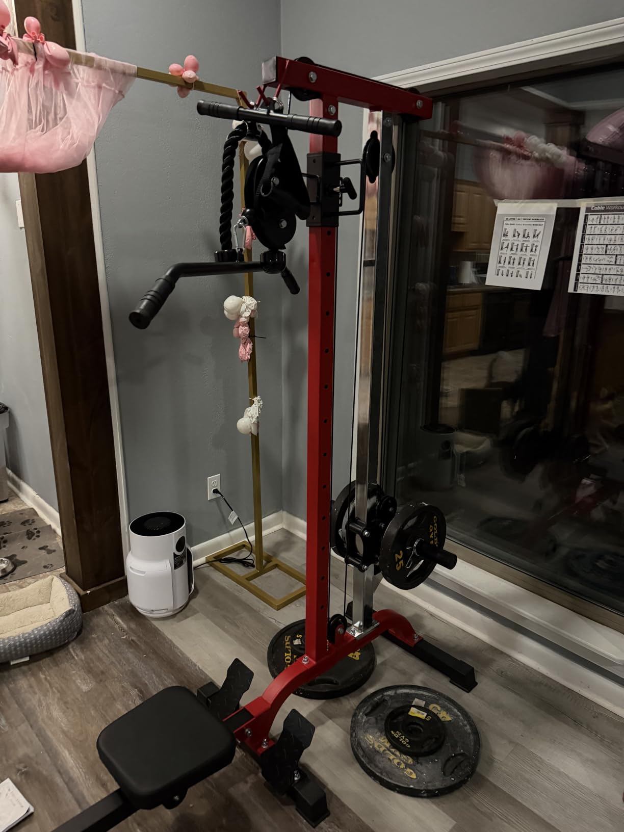 YOLEO 2-in-1 Adjustable Rowing Cable Machine & LAT Pulldown Station for Home Gym, Foldable Space Saver with 6 Attachments, Supports 450 Lbs Weight Plates customer photo 1
