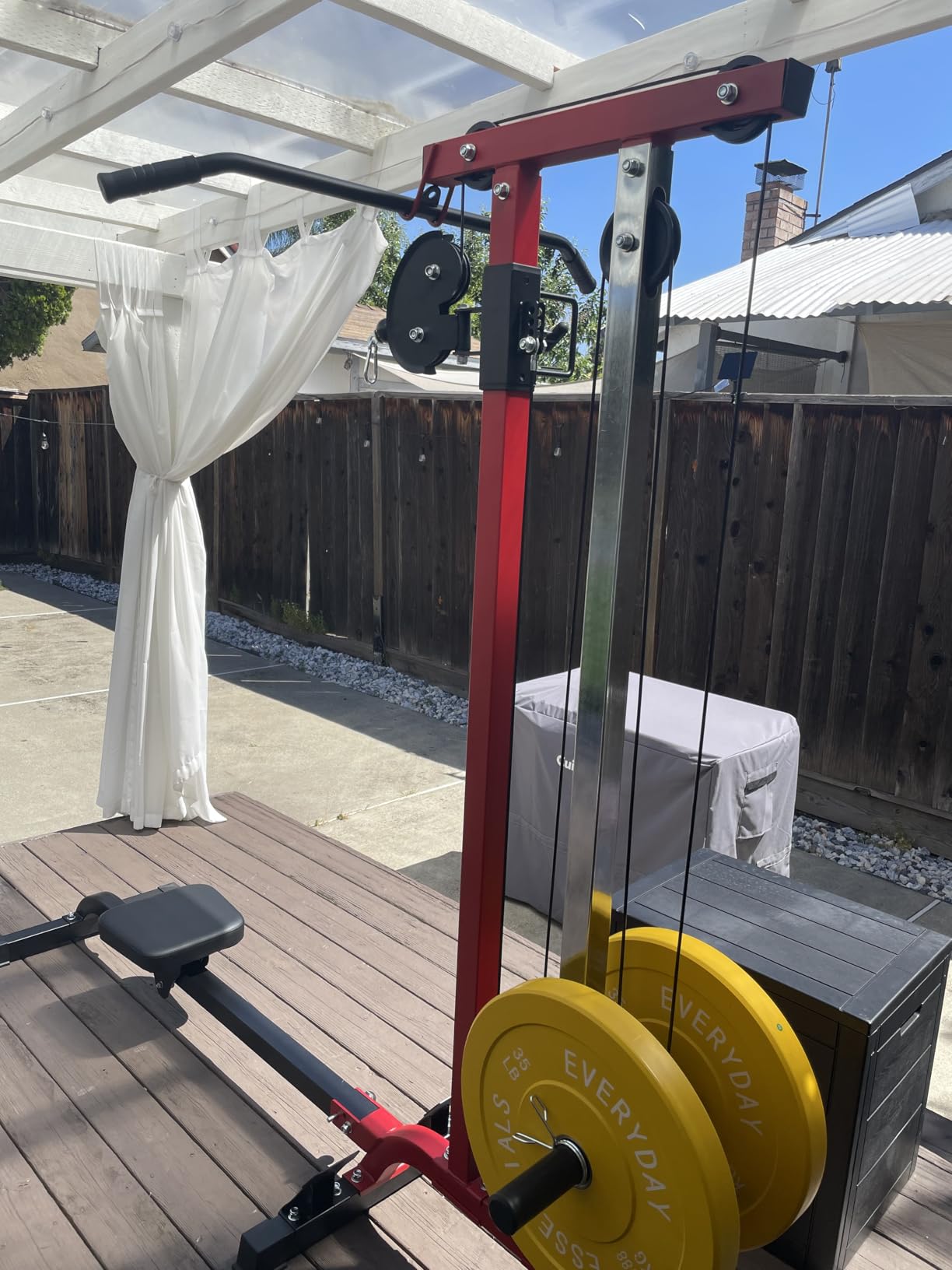 YOLEO 2-in-1 Adjustable Rowing Cable Machine & LAT Pulldown Station for Home Gym, Foldable Space Saver with 6 Attachments, Supports 450 Lbs Weight Plates customer photo 2